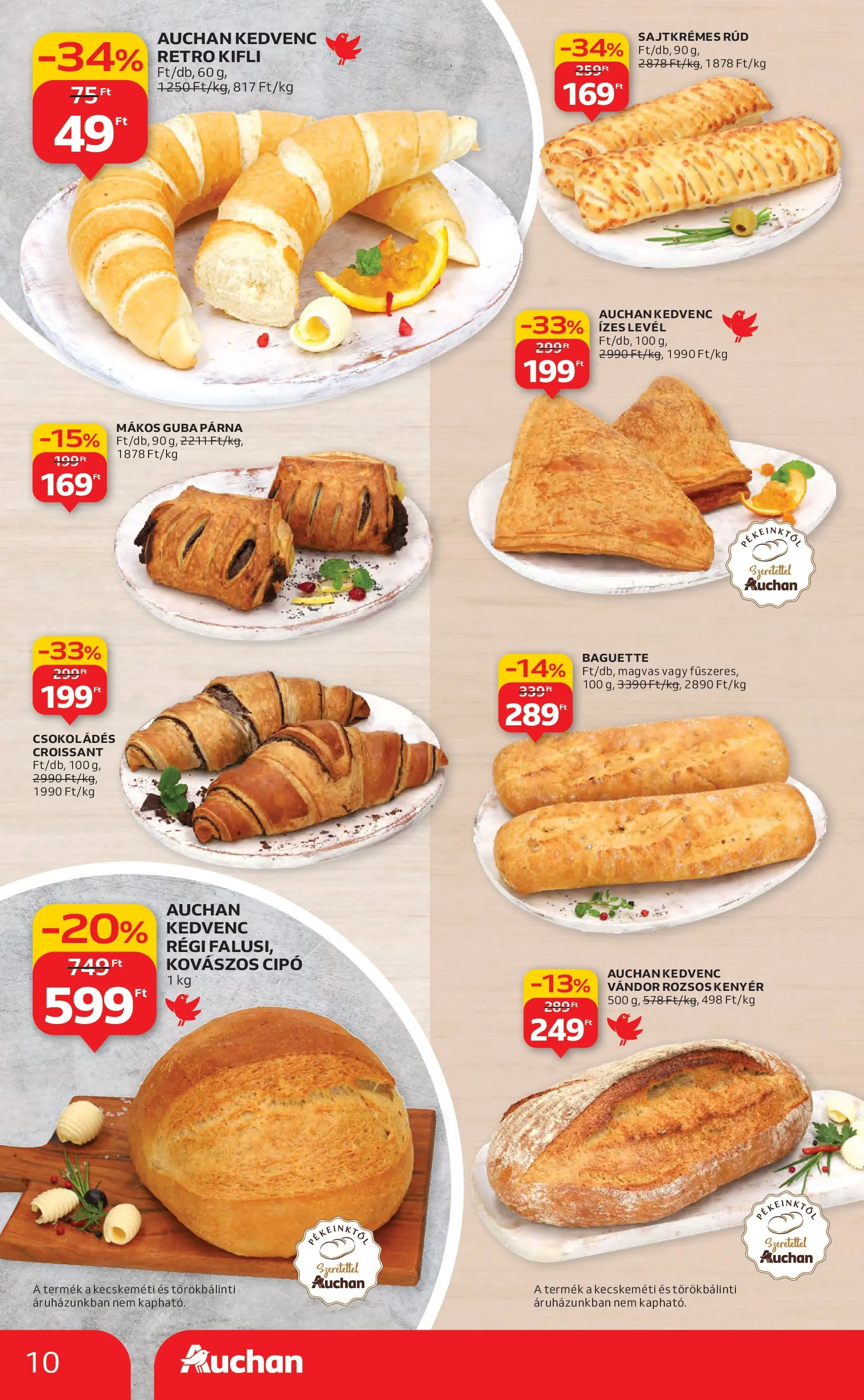 Auchan Akciós újság Miskolc - 2025.12.11. -tól/töl > akció, lapozható szórólap 🛍️ | Oldal: 10 | Termékek: Kovászos cipó, Croissant, Kifli, Kenyér