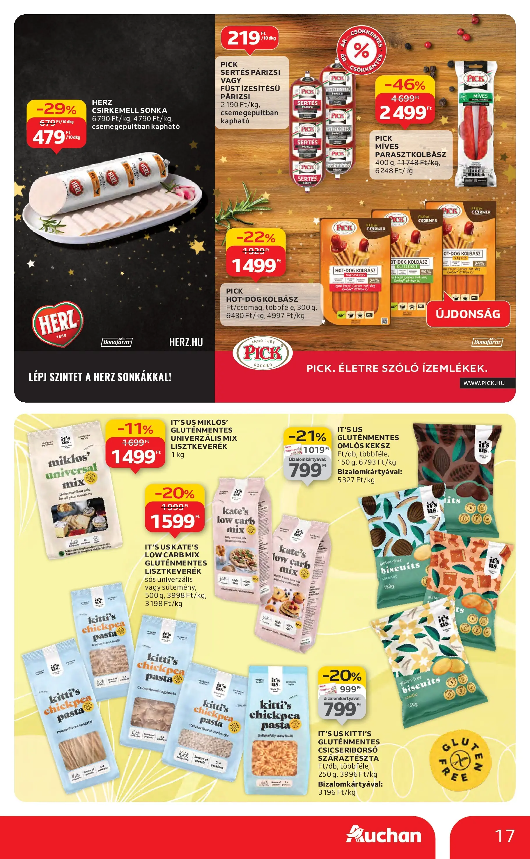 Auchan Akciós újság Miskolc - 2025.12.11. -tól/töl > akció, lapozható szórólap 🛍️ | Oldal: 17 | Termékek: Spagetti, Pick, Csicseriborsó, Tarhonya