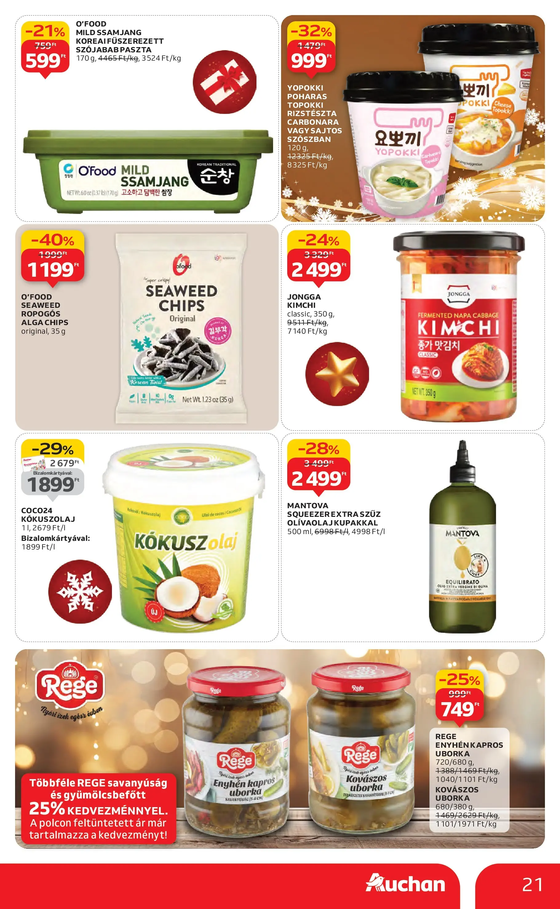 Auchan Akciós újság Miskolc - 2025.12.11. -tól/töl > akció, lapozható szórólap 🛍️ | Oldal: 21 | Termékek: Chips, Rizstészta, Kókuszolaj, Uborka
