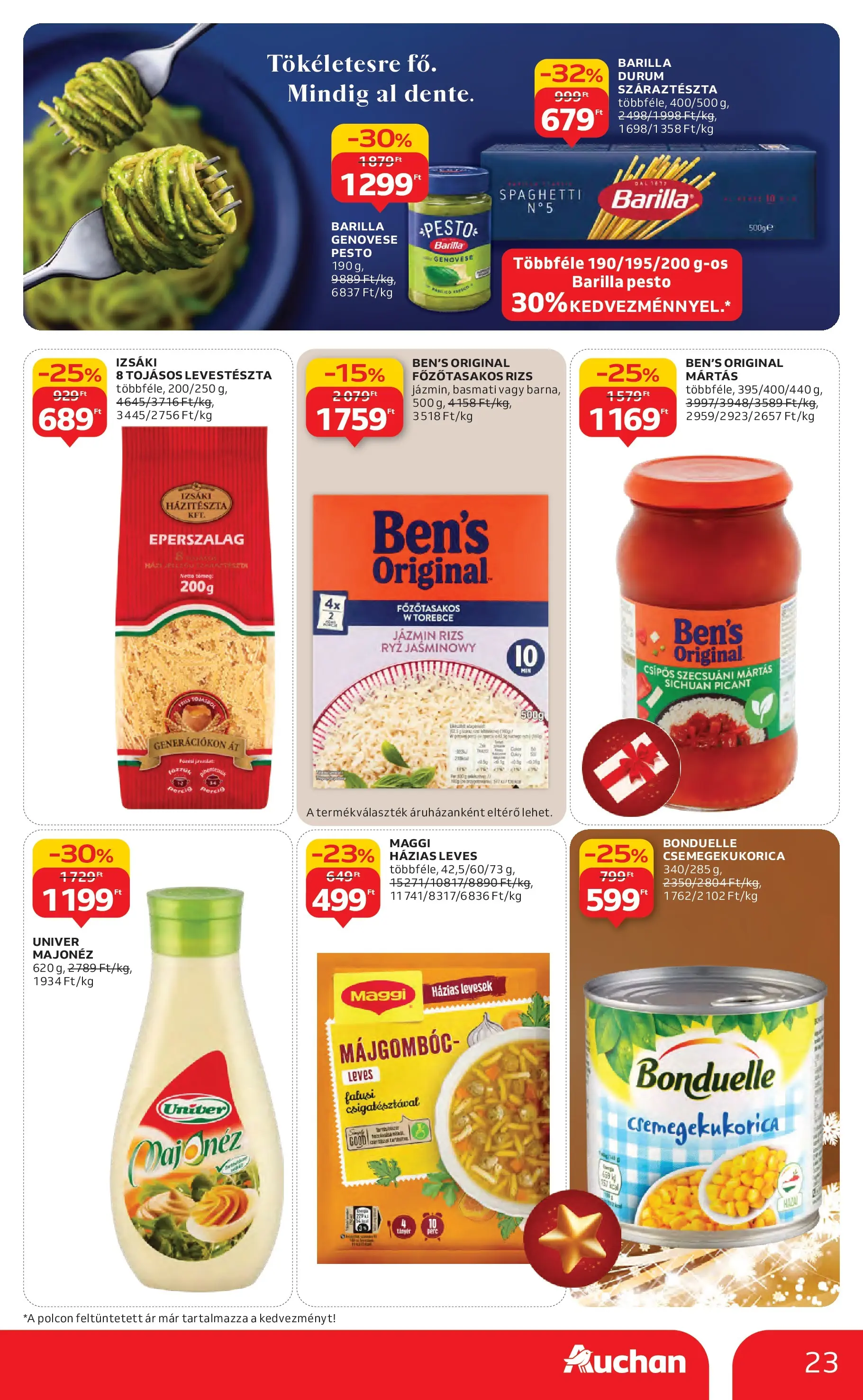 Auchan Akciós újság Miskolc - 2025.12.11. -tól/töl > akció, lapozható szórólap 🛍️ | Oldal: 23 | Termékek: Pesto, Csemegekukorica, Száraztészta, Majonéz