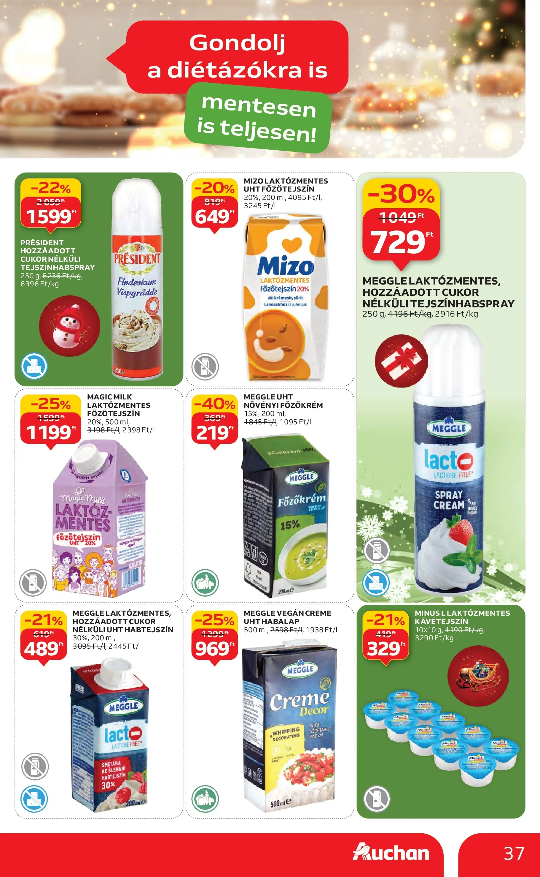 Auchan Akciós újság Miskolc - 2025.12.11. -tól/töl > akció, lapozható szórólap 🛍️ | Oldal: 37 | Termékek: Kávétejszín, Főzőtejszín, Vegán, Cukor