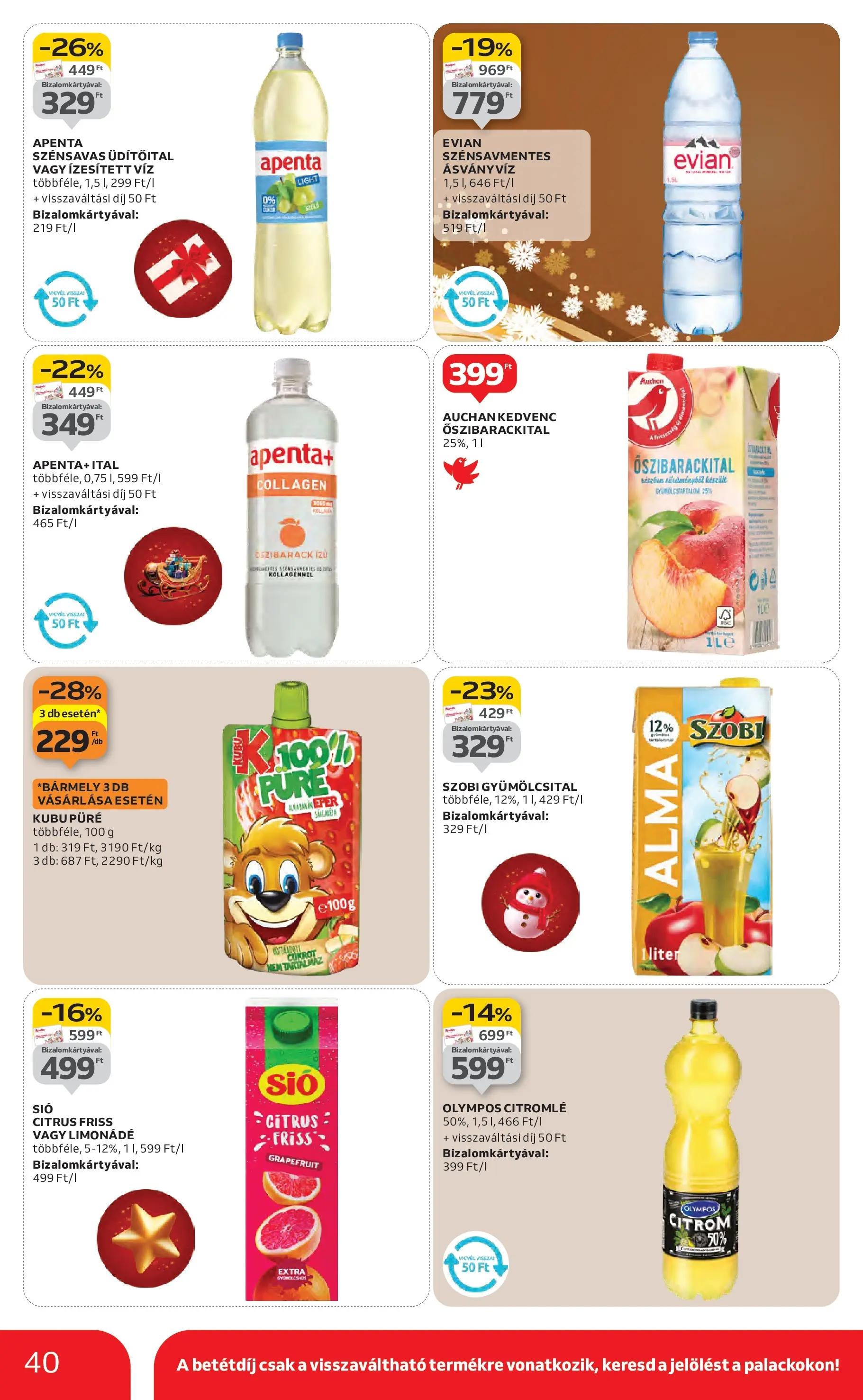 Auchan Akciós újság Miskolc - 2025.12.11. -tól/töl > akció, lapozható szórólap 🛍️ | Oldal: 40 | Termékek: Kubu püré, Ásványvíz, Alma, Eper