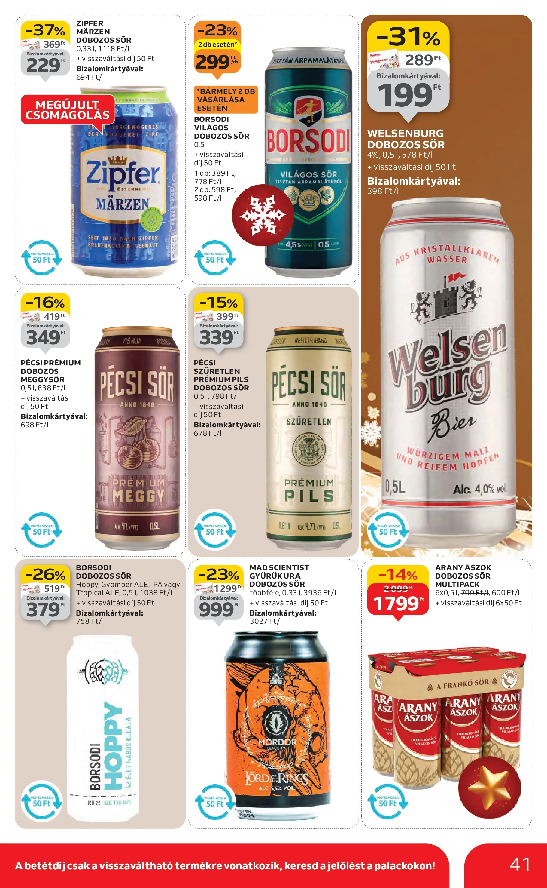 Auchan Akciós újság Miskolc - 2025.12.11. -tól/töl > akció, lapozható szórólap 🛍️ | Oldal: 41 | Termékek: Meggy, Gyömbér, Dobozos sör, Sör