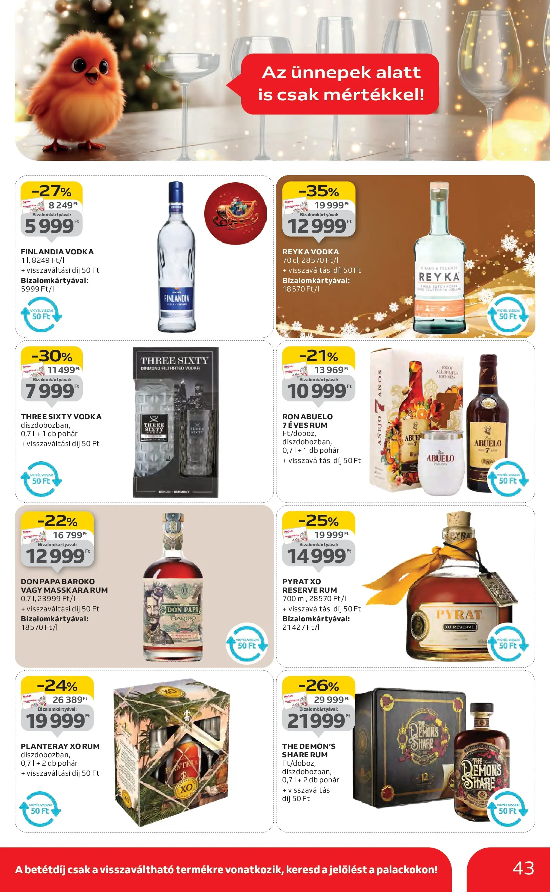 Auchan Akciós újság Miskolc - 2025.12.11. -tól/töl > akció, lapozható szórólap 🛍️ | Oldal: 43 | Termékek: Rum, Vodka, Pohár