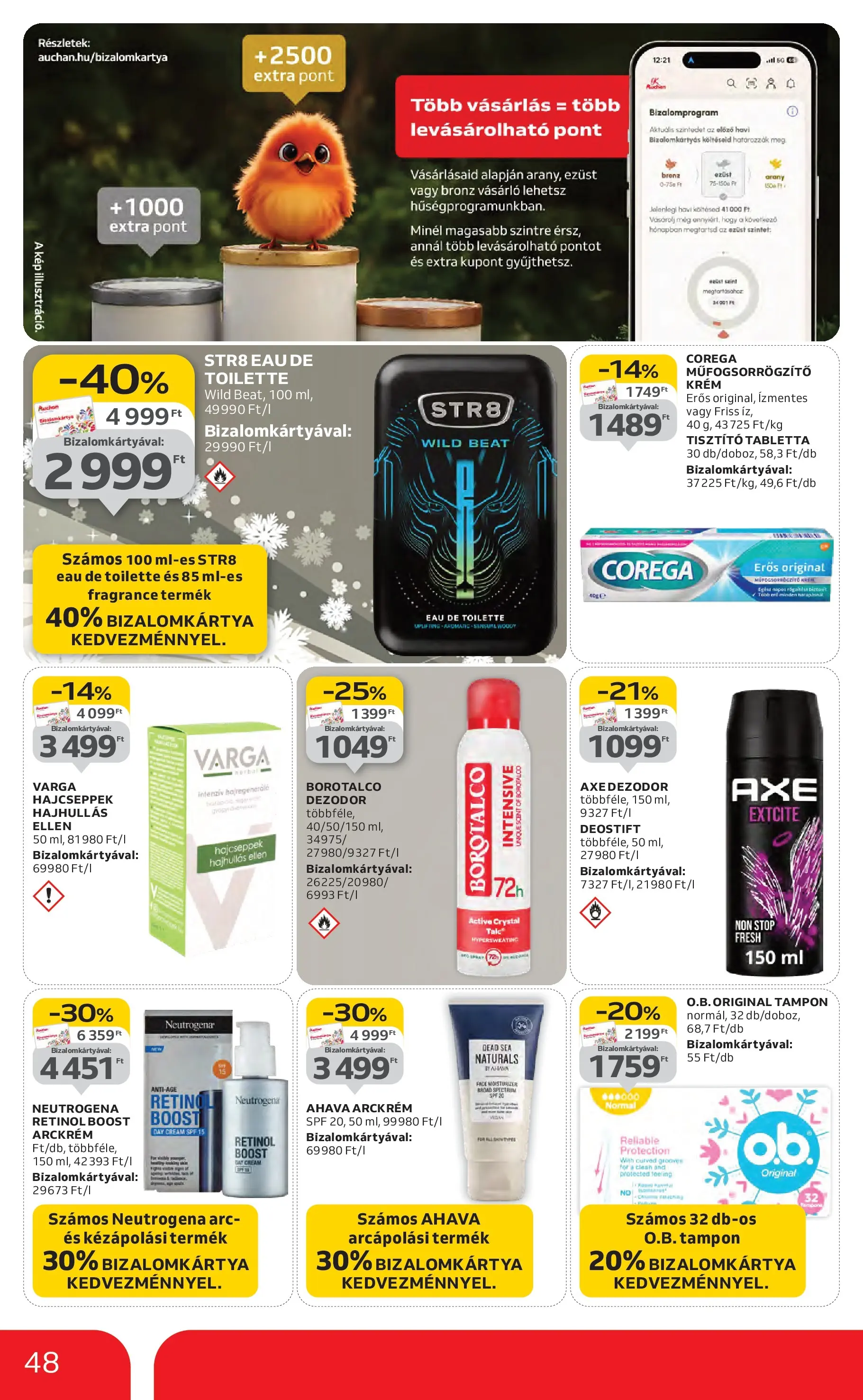 Auchan Akciós újság Miskolc - 2025.12.11. -tól/töl > akció, lapozható szórólap 🛍️ | Oldal: 48 | Termékek: Arckrém, Dezodor