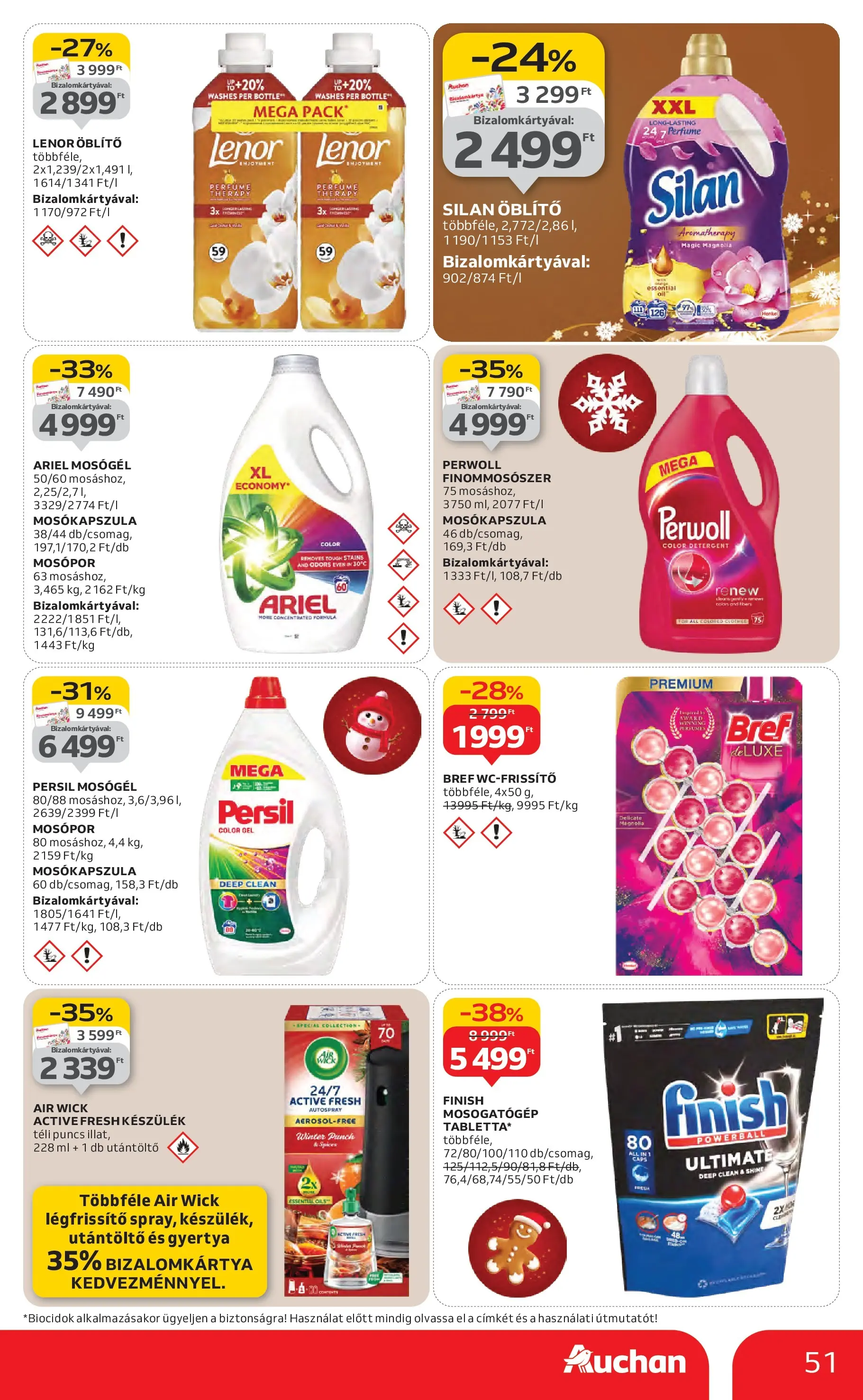 Auchan Akciós újság Miskolc - 2025.12.11. -tól/töl > akció, lapozható szórólap 🛍️ | Oldal: 51 | Termékek: Mosógél, Mosókapszula, Gyertya, Mosópor