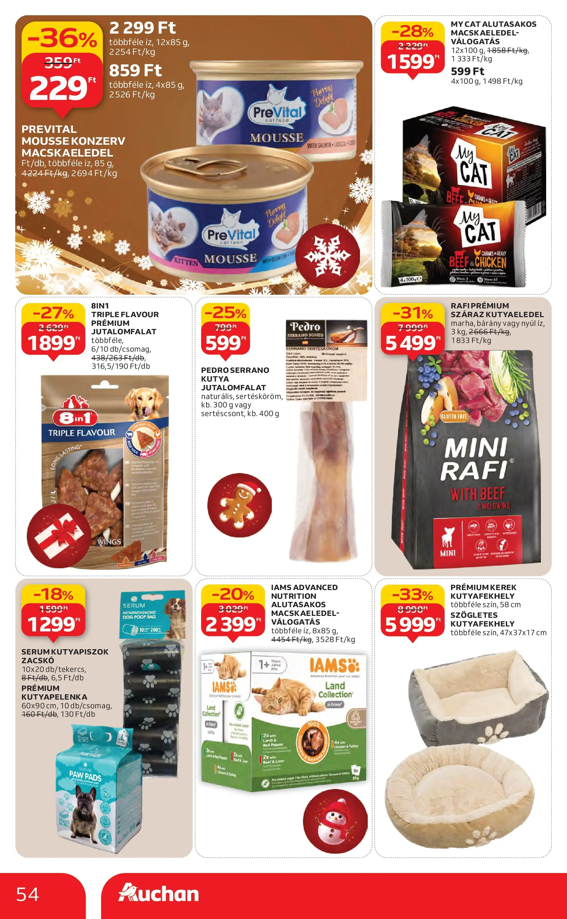 Auchan Akciós újság Miskolc - 2025.12.11. -tól/töl > akció, lapozható szórólap 🛍️ | Oldal: 54 | Termékek: Macskaeledel, Kutyaeledel, Sertésköröm