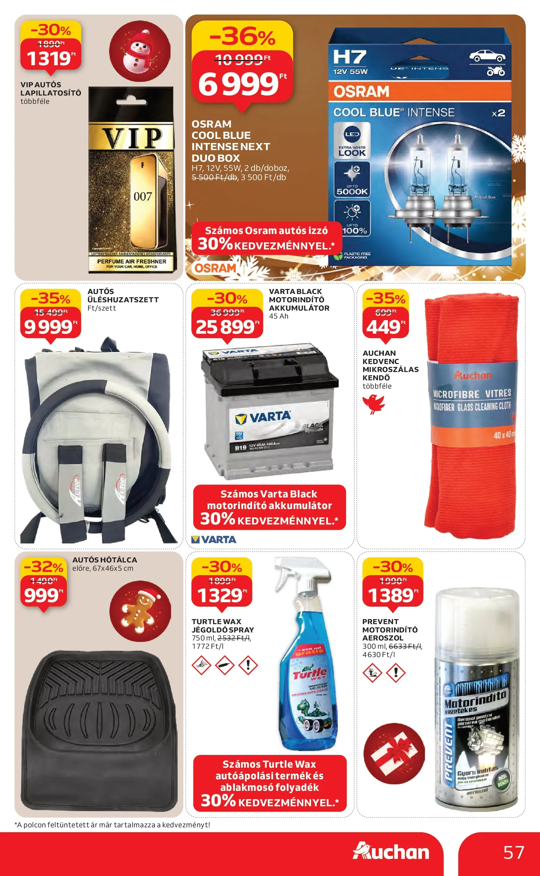 Auchan Akciós újság Miskolc - 2025.12.11. -tól/töl > akció, lapozható szórólap 🛍️ | Oldal: 57 | Termékek: Kendő, Izzó, Akkumulátor