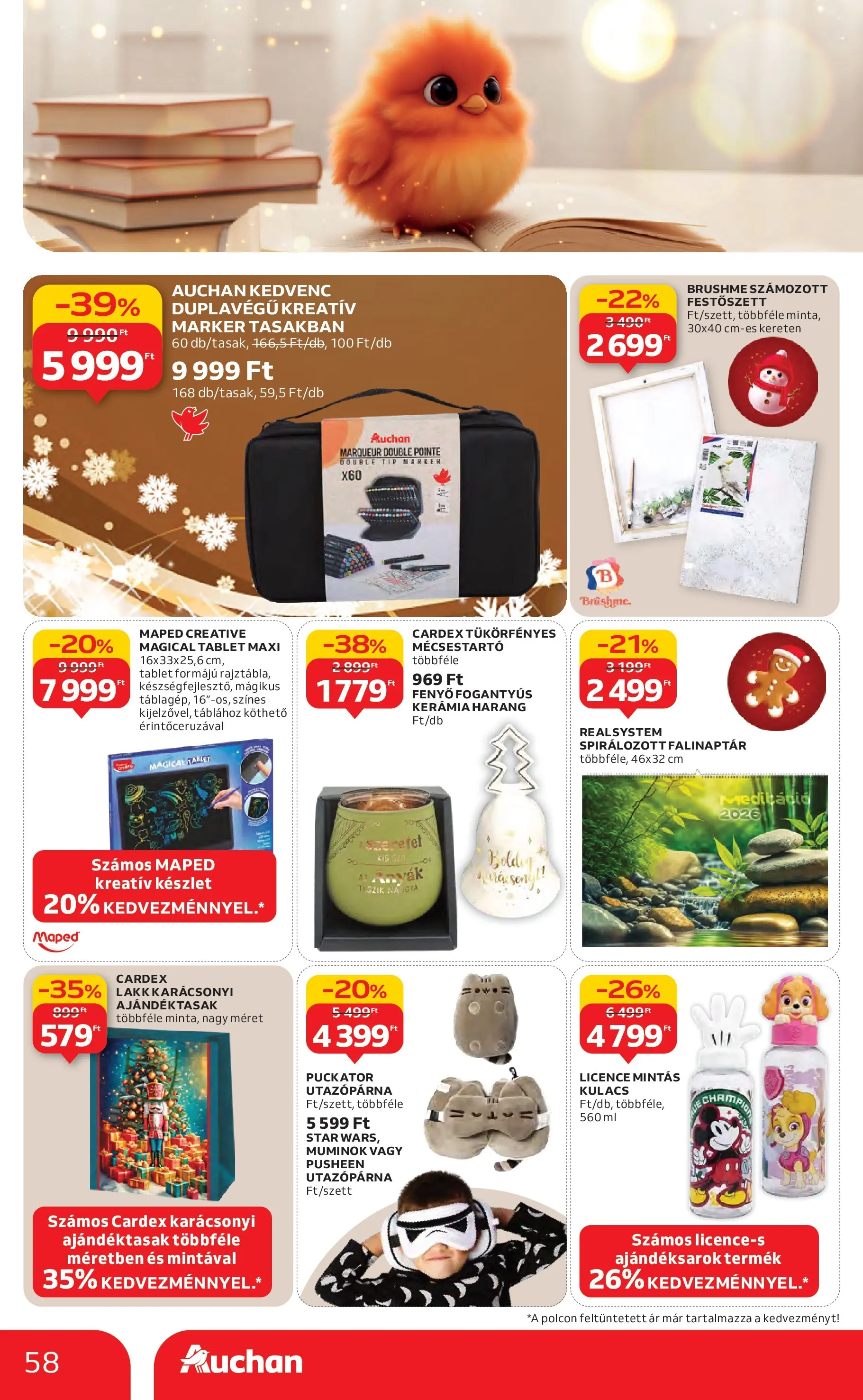 Auchan Akciós újság Miskolc - 2025.12.11. -tól/töl > akció, lapozható szórólap 🛍️ | Oldal: 58 | Termékek: Tablet, Kulacs, Mécsestartó