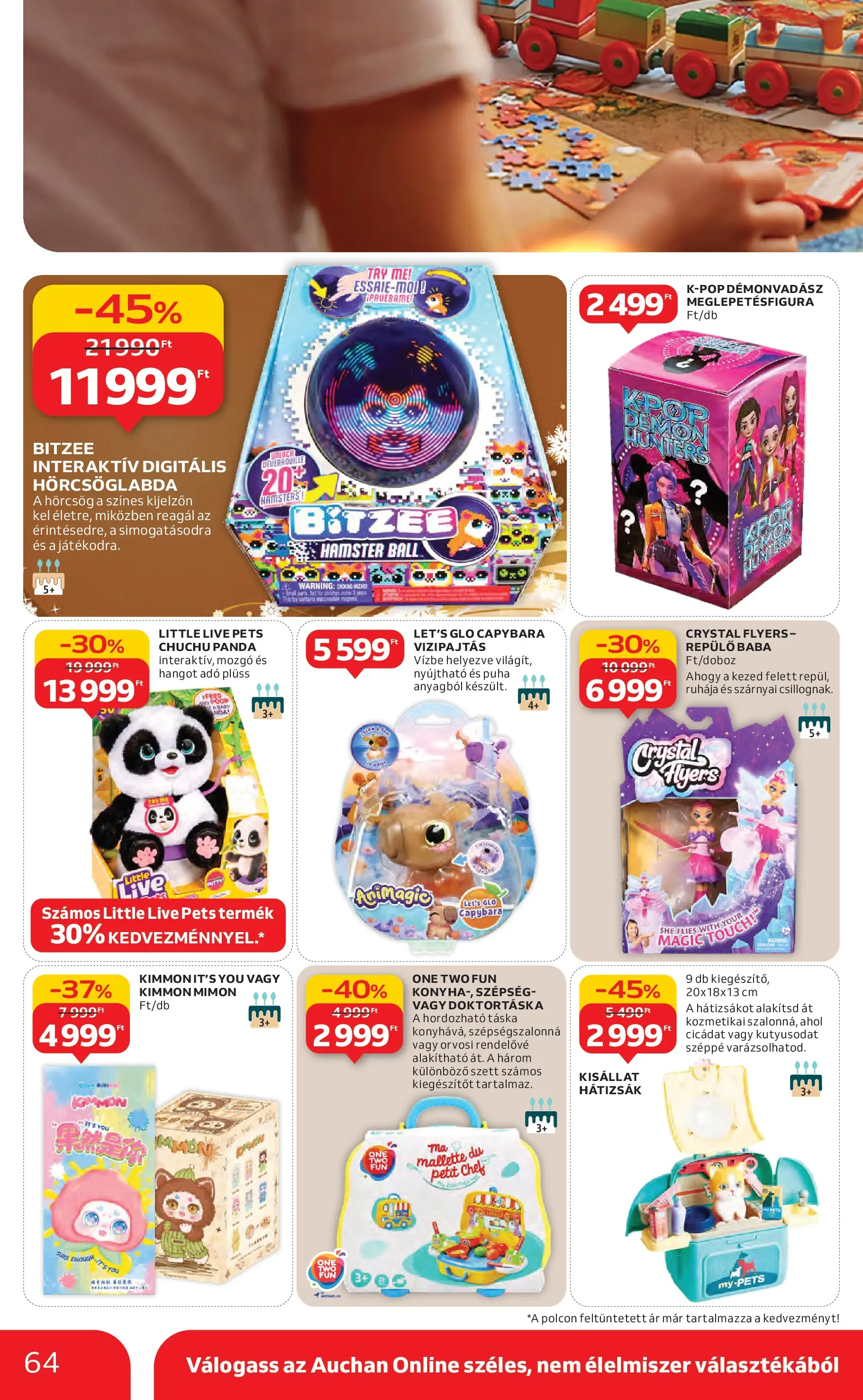 Auchan Akciós újság Miskolc - 2025.12.11. -tól/töl > akció, lapozható szórólap 🛍️ | Oldal: 64 | Termékek: Hátizsák, Táska, Plüss