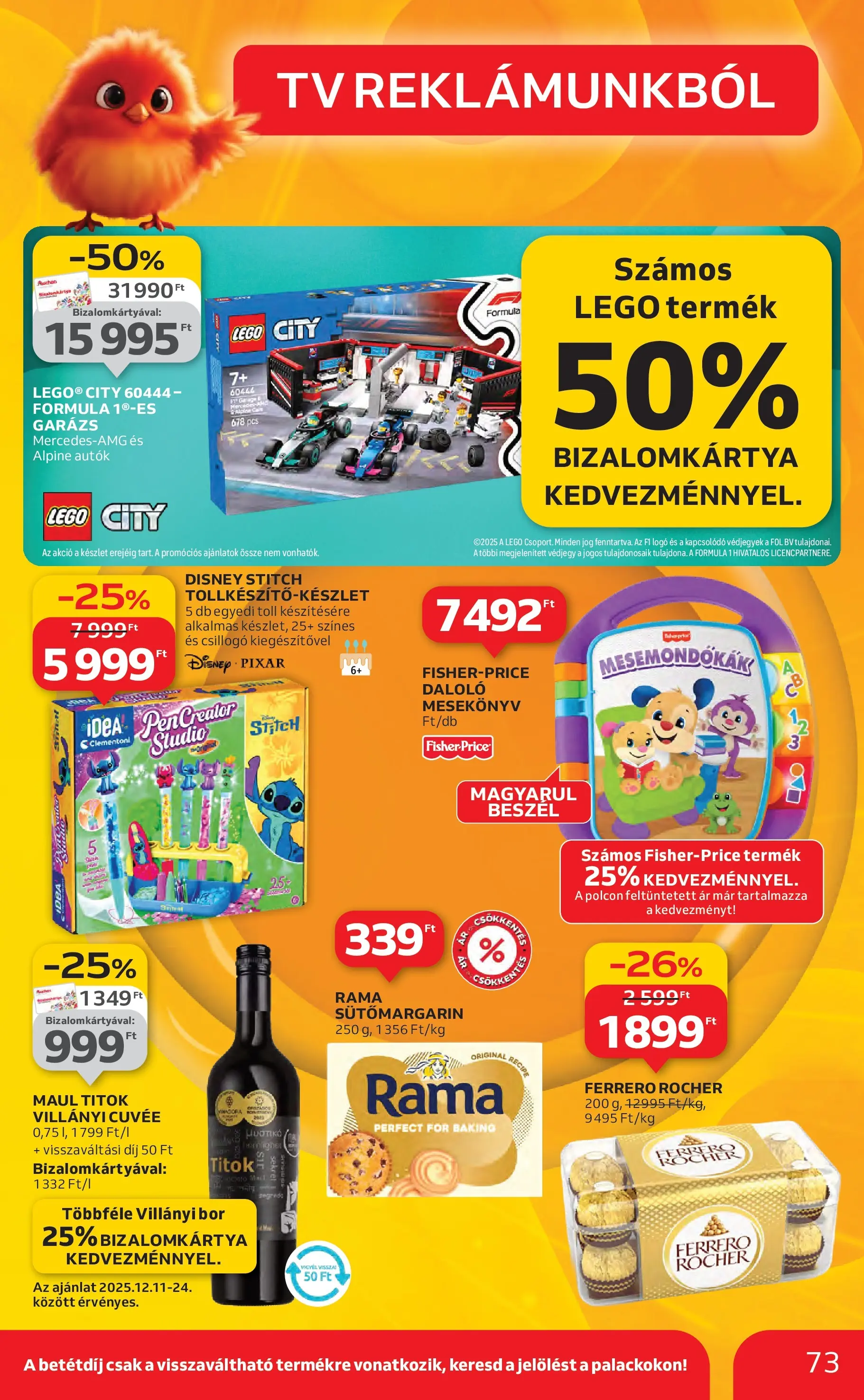 Auchan Akciós újság Miskolc - 2025.12.11. -tól/töl > akció, lapozható szórólap 🛍️ | Oldal: 73 | Termékek: Rama, TV, Ferrero rocher, Bor