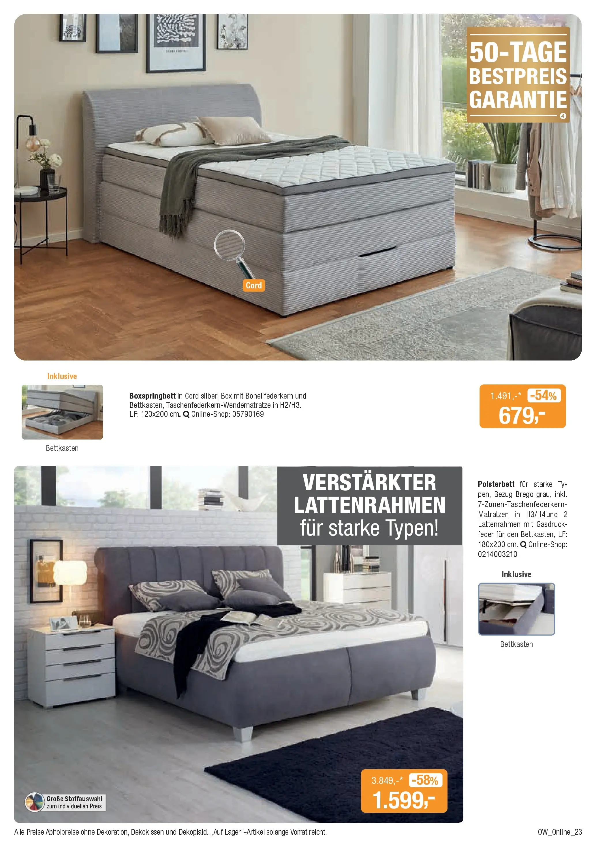 Entdecke - Aktuelle Angebote (ab 08.12.2025) zum Blättern | Seite: 23 | Produkte: Boxspringbett, Polsterbett, Box