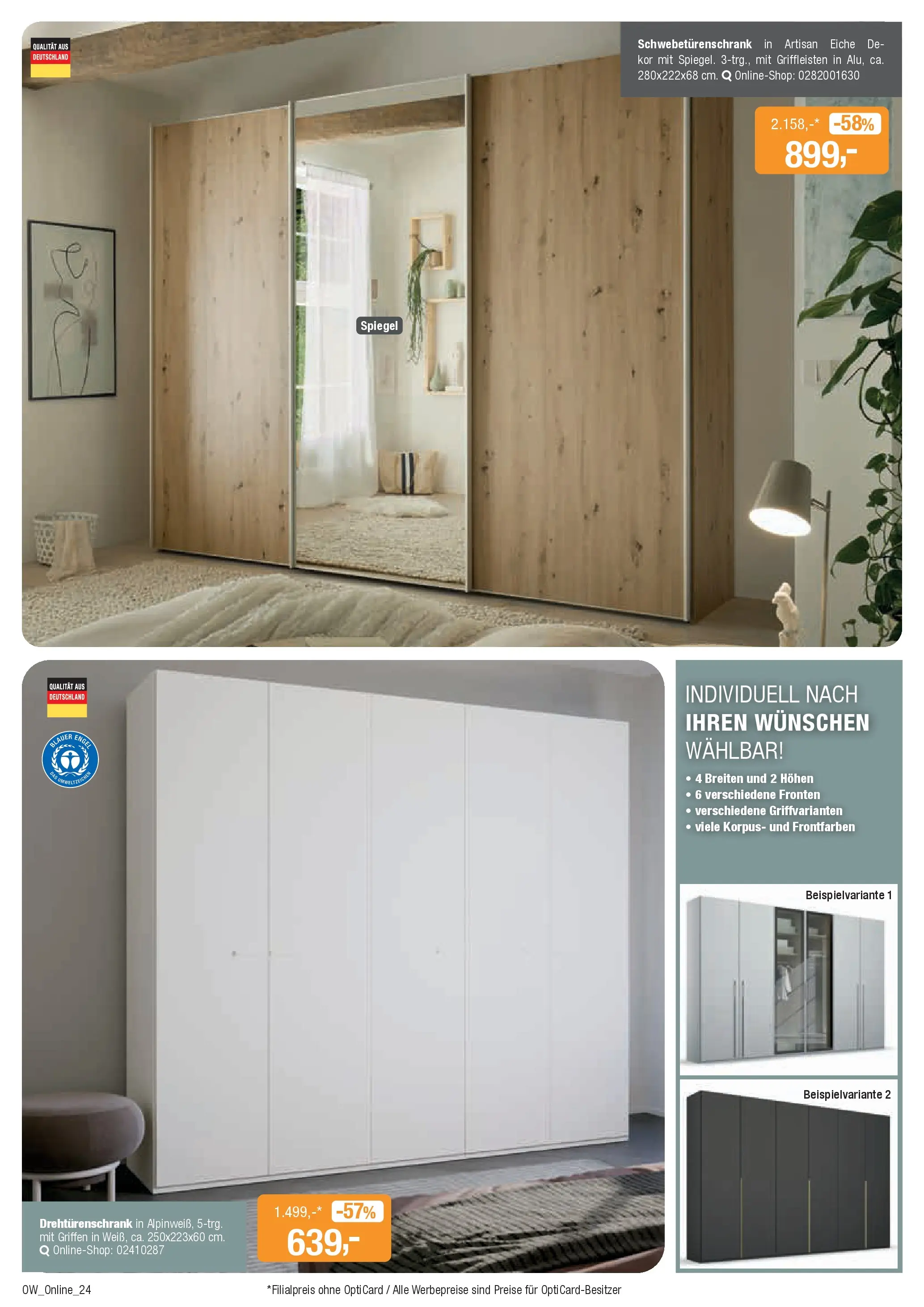 Entdecke - Aktuelle Angebote (ab 08.12.2025) zum Blättern | Seite: 24 | Produkte: Schwebetürenschrank, Drehtürenschrank, Spiegel