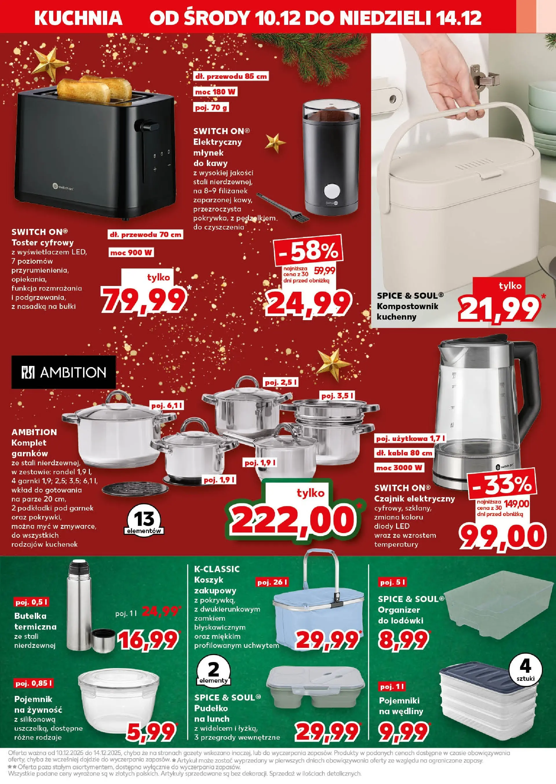Kaufland gazetka od 10.12.2025 | Boże Narodzenie 🎄🎁 | Strona: 7 | Produkty: Czajnik, Toster, Młynek do kawy, Pojemniki na żywność