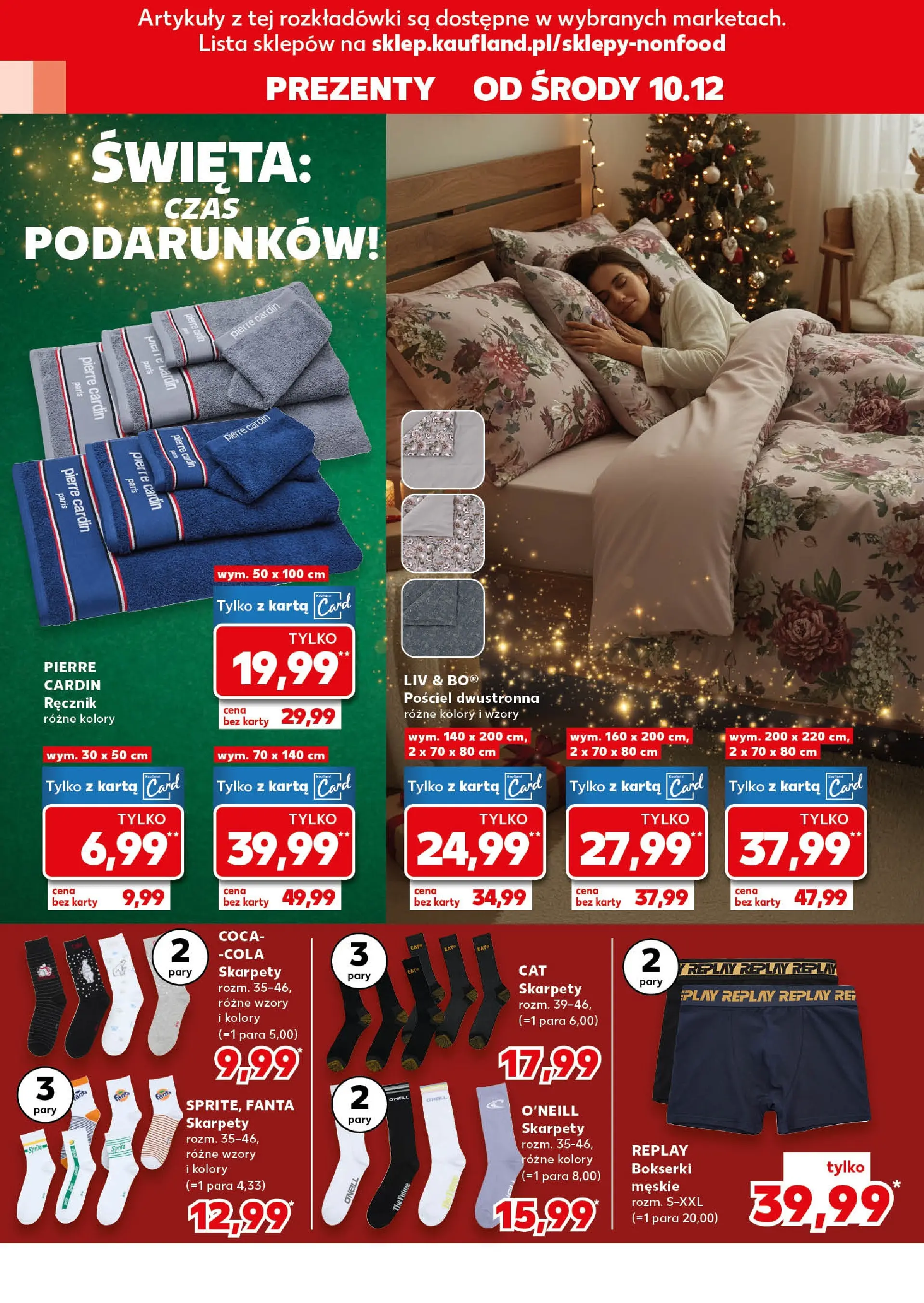 Kaufland gazetka od 10.12.2025 | Boże Narodzenie 🎄🎁 | Strona: 10 | Produkty: Pościel, Karta, Bokserki, Coca cola