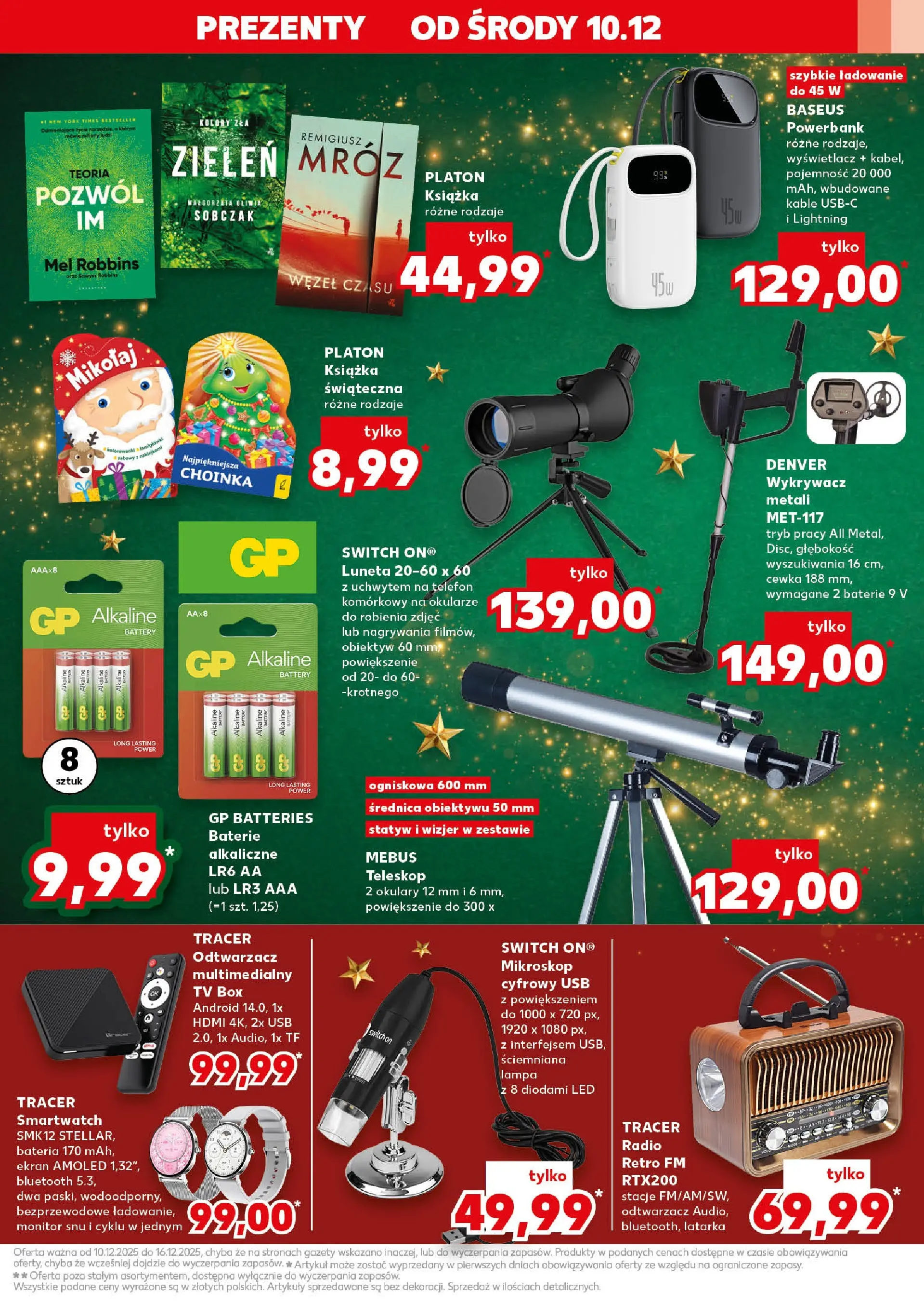 Kaufland gazetka od 10.12.2025 | Boże Narodzenie 🎄🎁 | Strona: 13 | Produkty: Telefon, USB, Baterie, Smartwatch