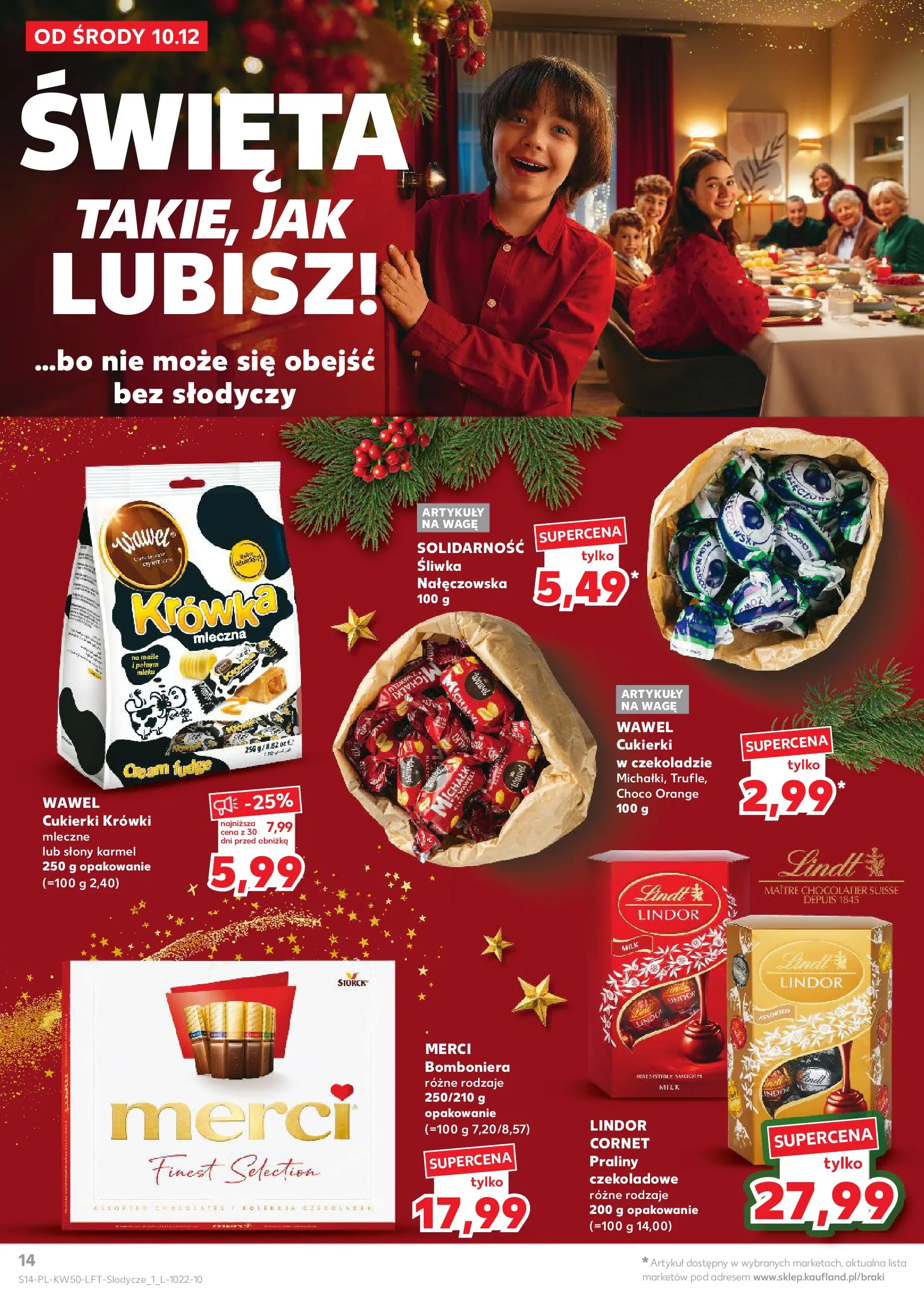 Kaufland gazetka od 10.12.2025 | Boże Narodzenie 🎄🎁 | Strona: 14 | Produkty: Praliny, Merci, Krowka, Cukierki