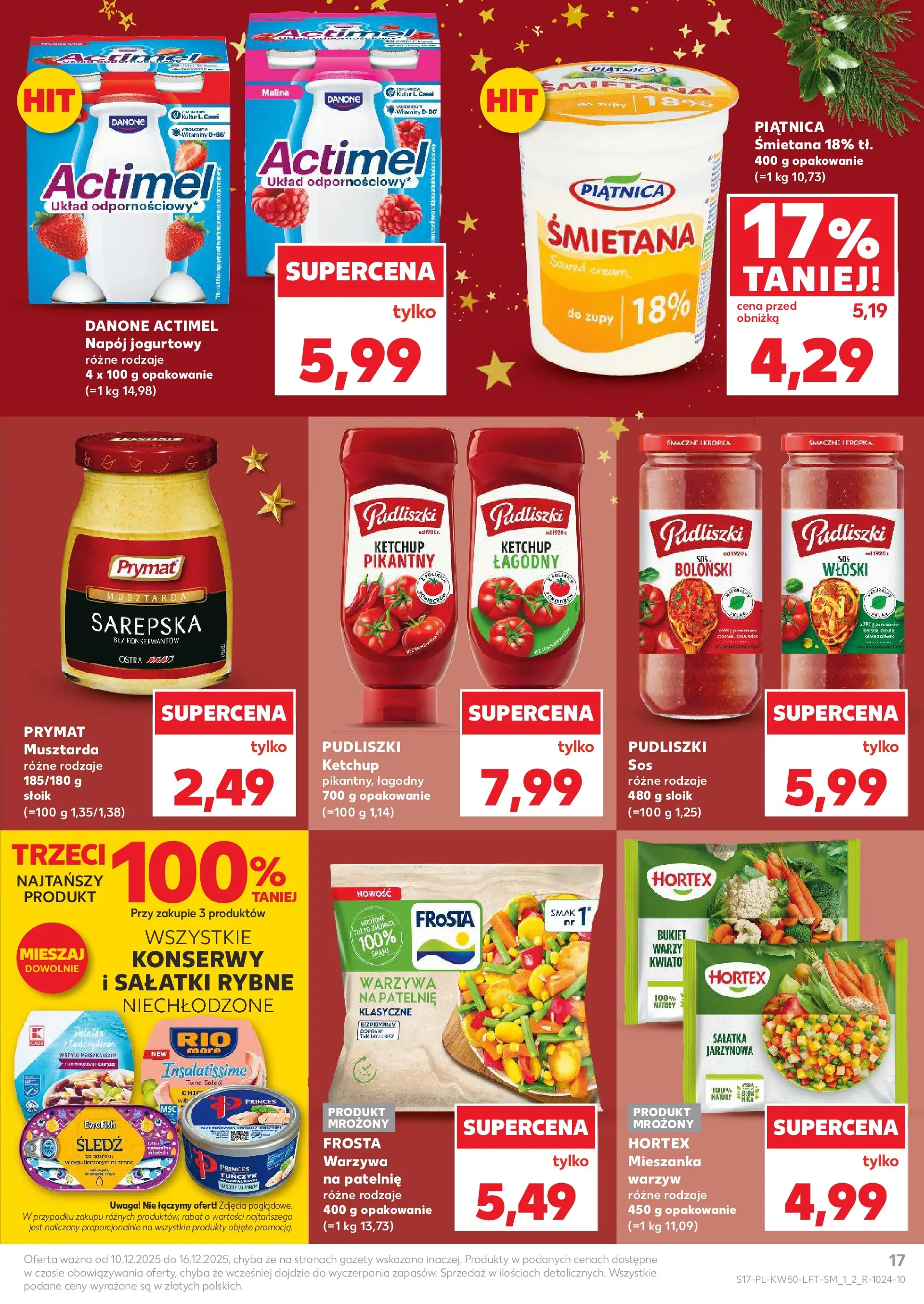 Kaufland gazetka od 10.12.2025 | Boże Narodzenie 🎄🎁 | Strona: 17 | Produkty: Ketchup, Musztarda, Śmietana, Warzywa