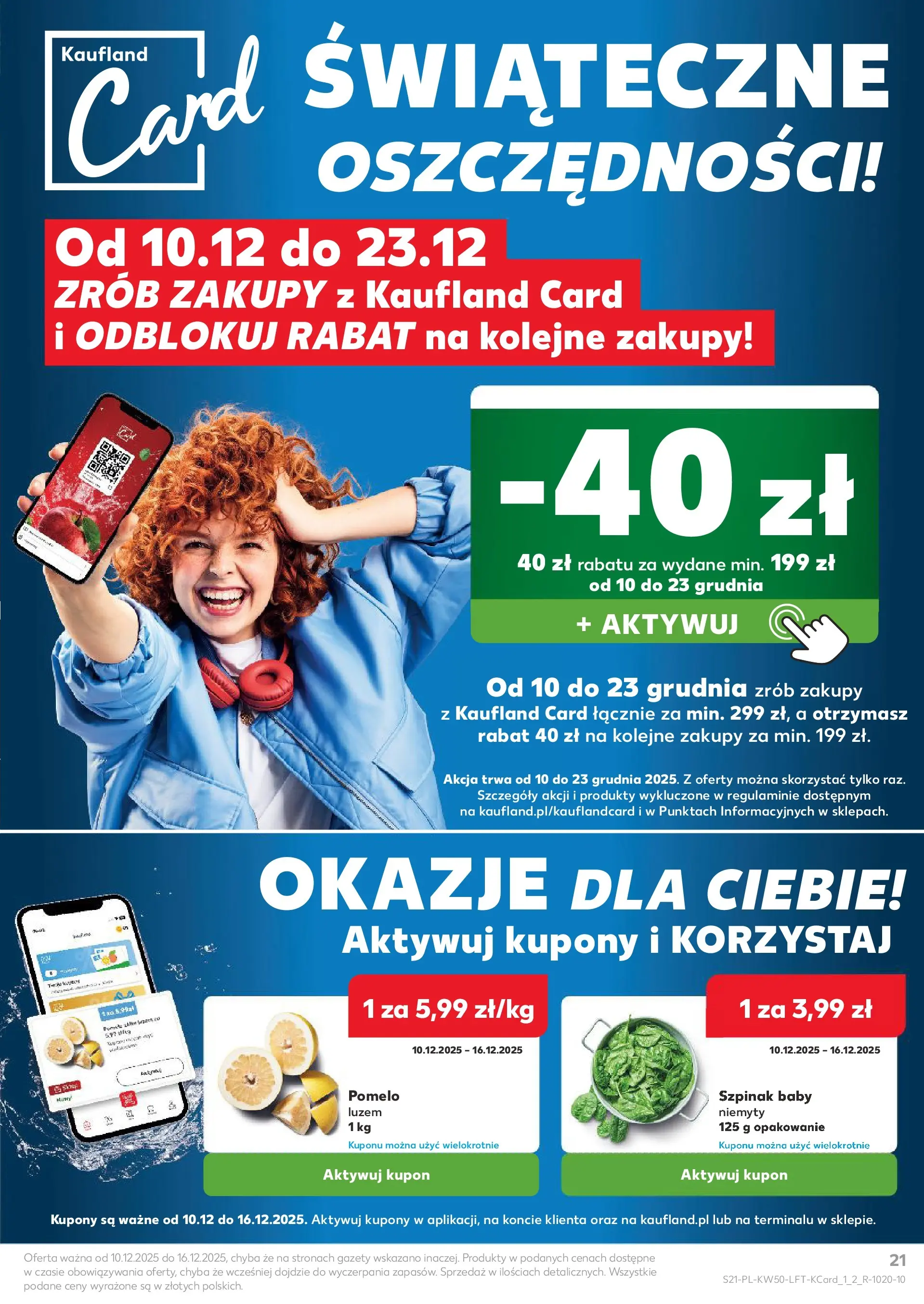 Kaufland gazetka od 10.12.2025 | Boże Narodzenie 🎄🎁 | Strona: 21 | Produkty: Pomelo, Szpinak