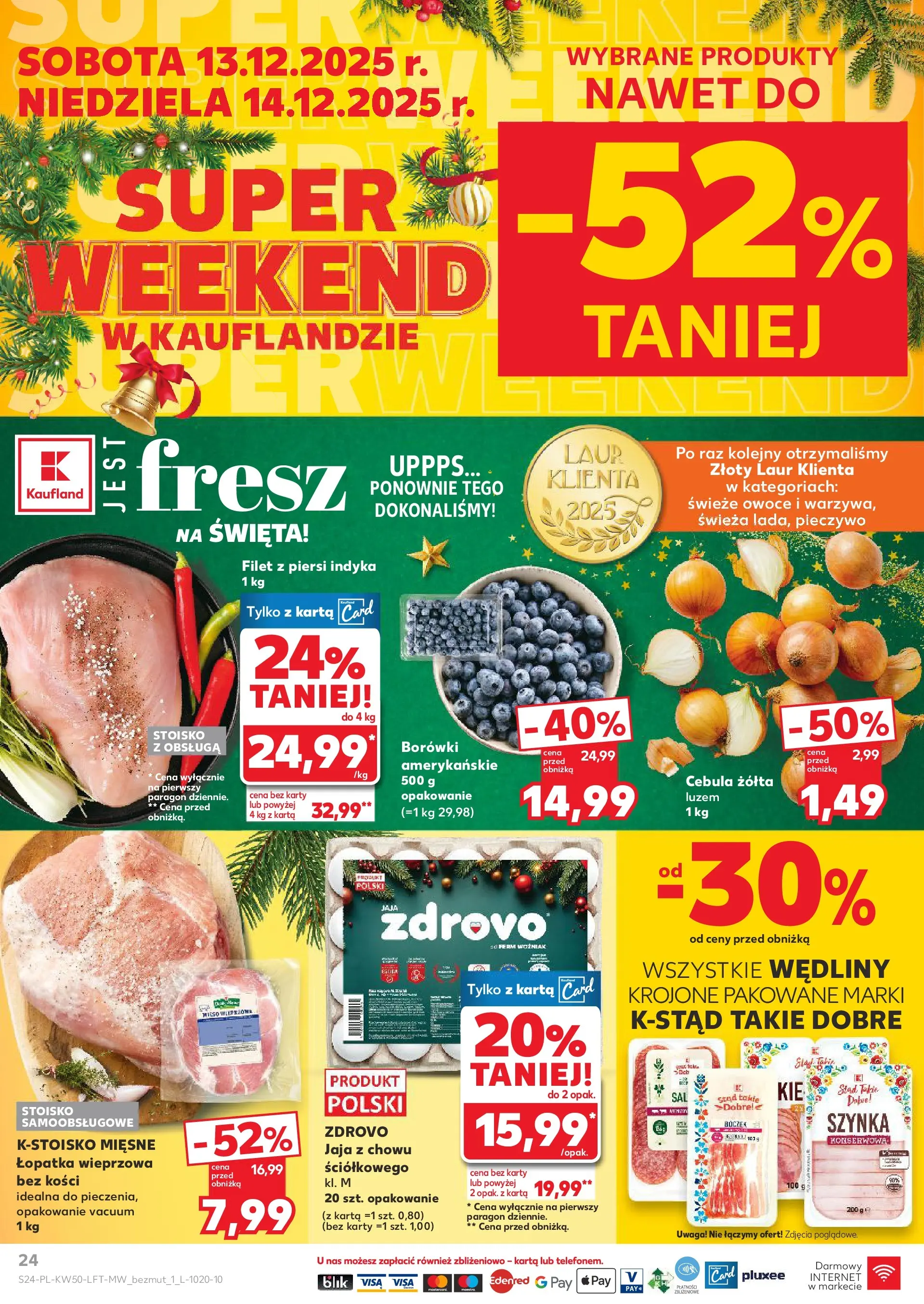 Kaufland gazetka od 10.12.2025 | Boże Narodzenie 🎄🎁 | Strona: 24 | Produkty: Pieczywo, Karta, Piersi, Łopatka wieprzowa