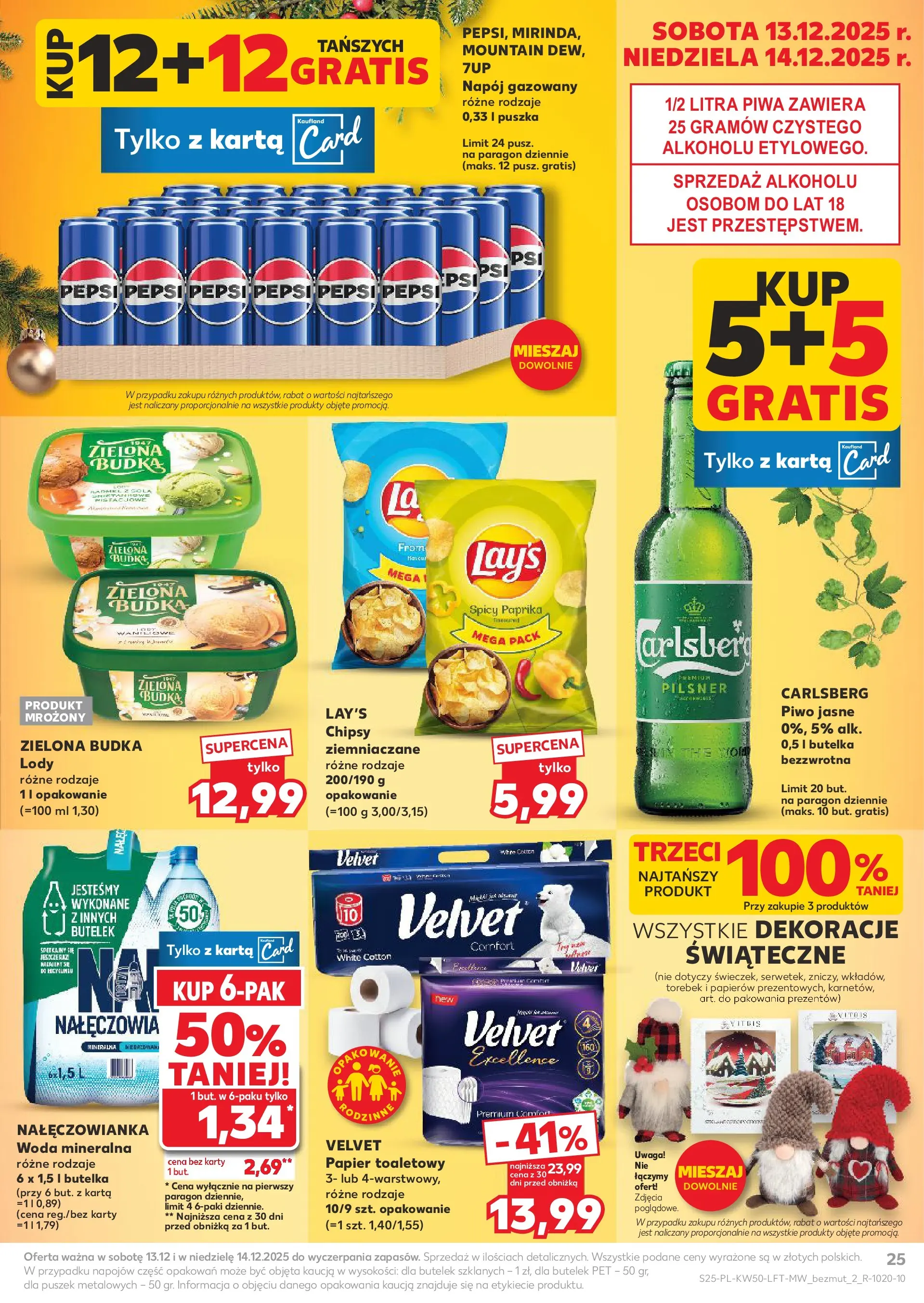 Kaufland gazetka od 10.12.2025 | Boże Narodzenie 🎄🎁 | Strona: 25 | Produkty: Karta, Chipsy, Papier toaletowy, Pepsi