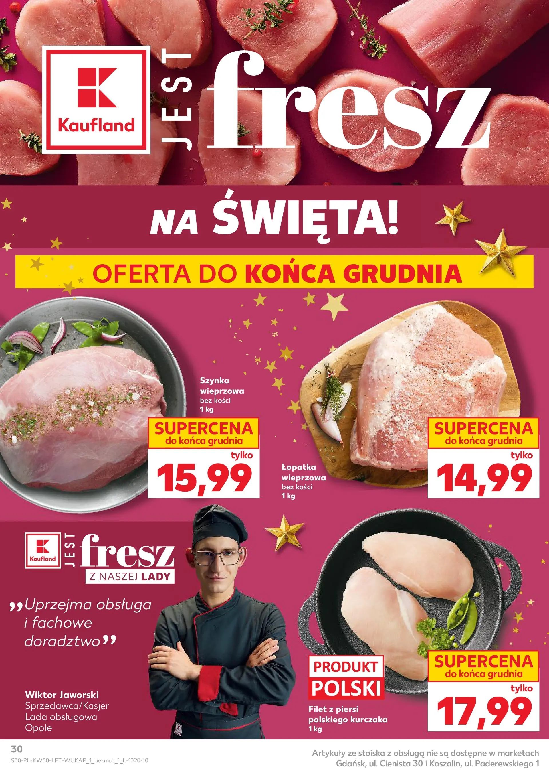 Kaufland gazetka od 10.12.2025 | Boże Narodzenie 🎄🎁 | Strona: 30 | Produkty: Piersi, Szynka wieprzowa, Szynka