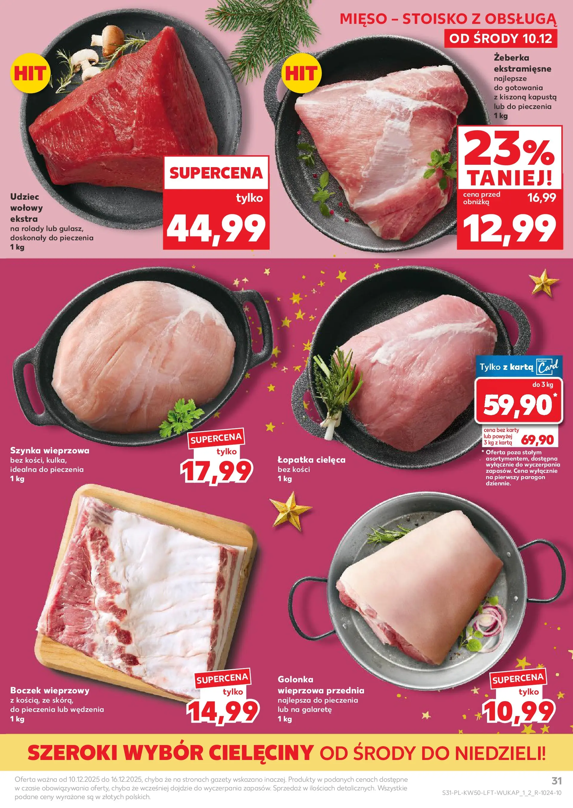 Kaufland gazetka od 10.12.2025 | Boże Narodzenie 🎄🎁 | Strona: 31 | Produkty: Kapusta, Karta, Szynka, Boczek