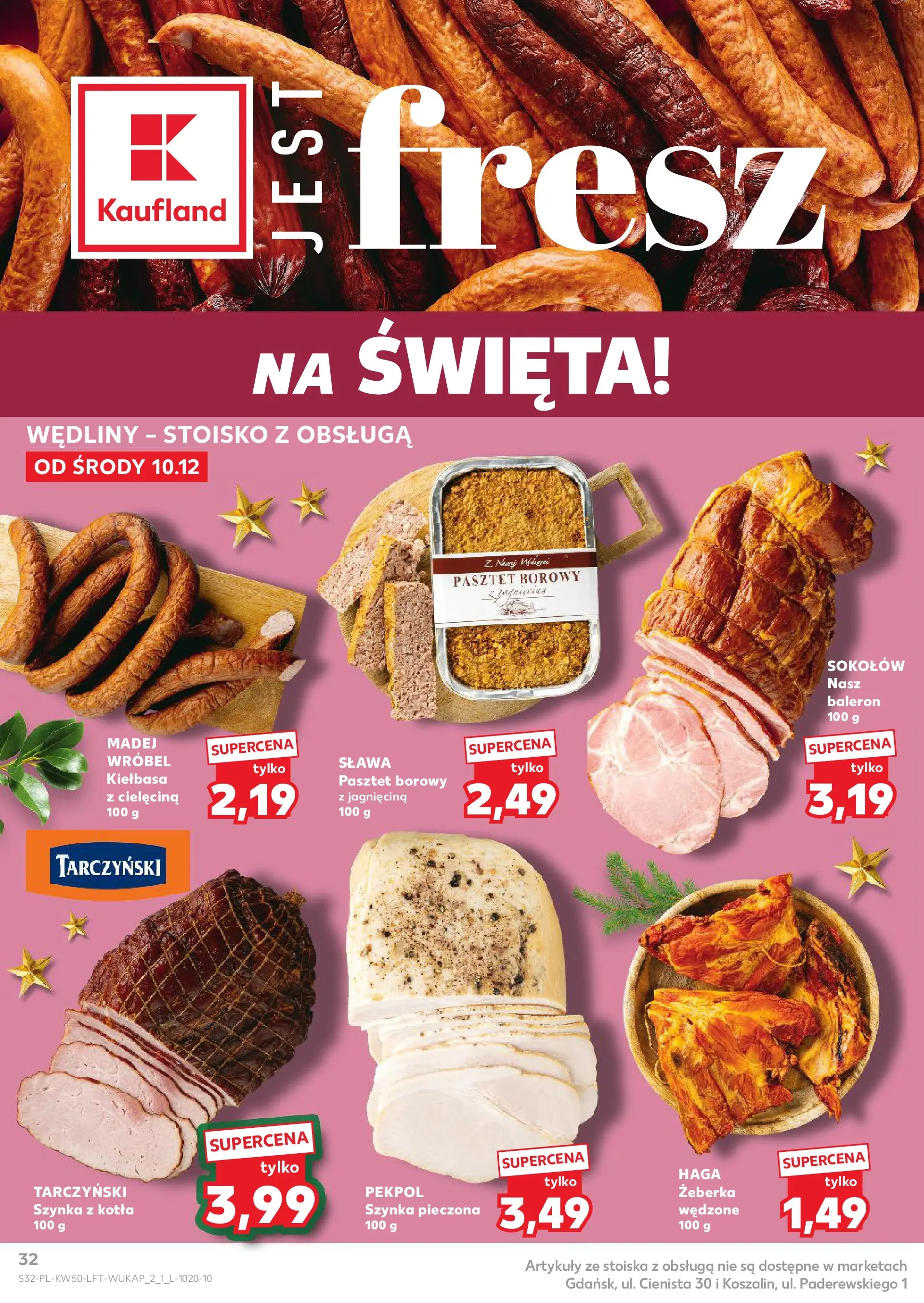 Kaufland gazetka od 10.12.2025 | Boże Narodzenie 🎄🎁 | Strona: 32 | Produkty: Kiełbasa, Jagnięcina, Szynka, Wędliny
