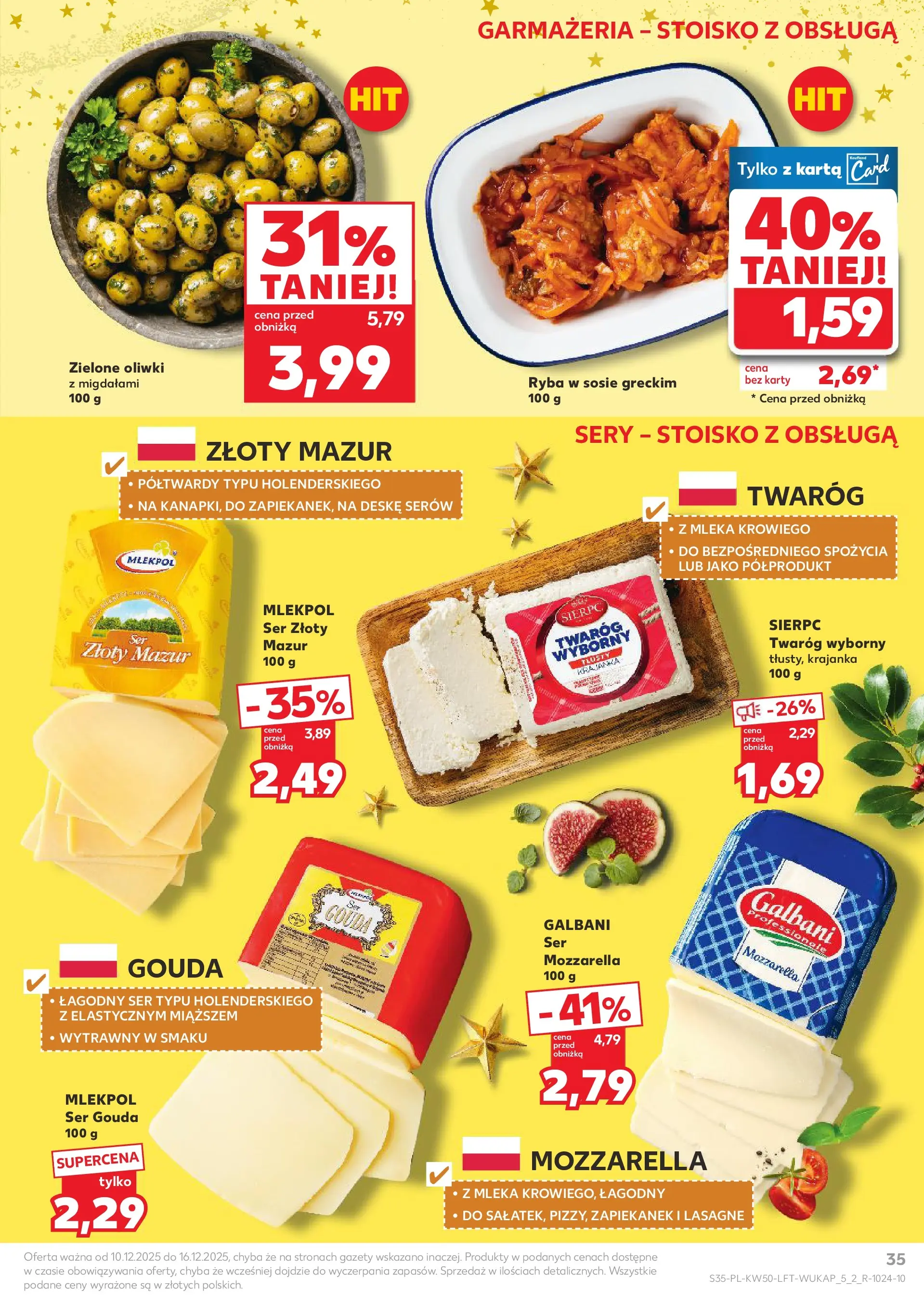 Kaufland gazetka od 10.12.2025 | Boże Narodzenie 🎄🎁 | Strona: 35 | Produkty: Mleka, Mozzarella, Twaróg, Ser gouda