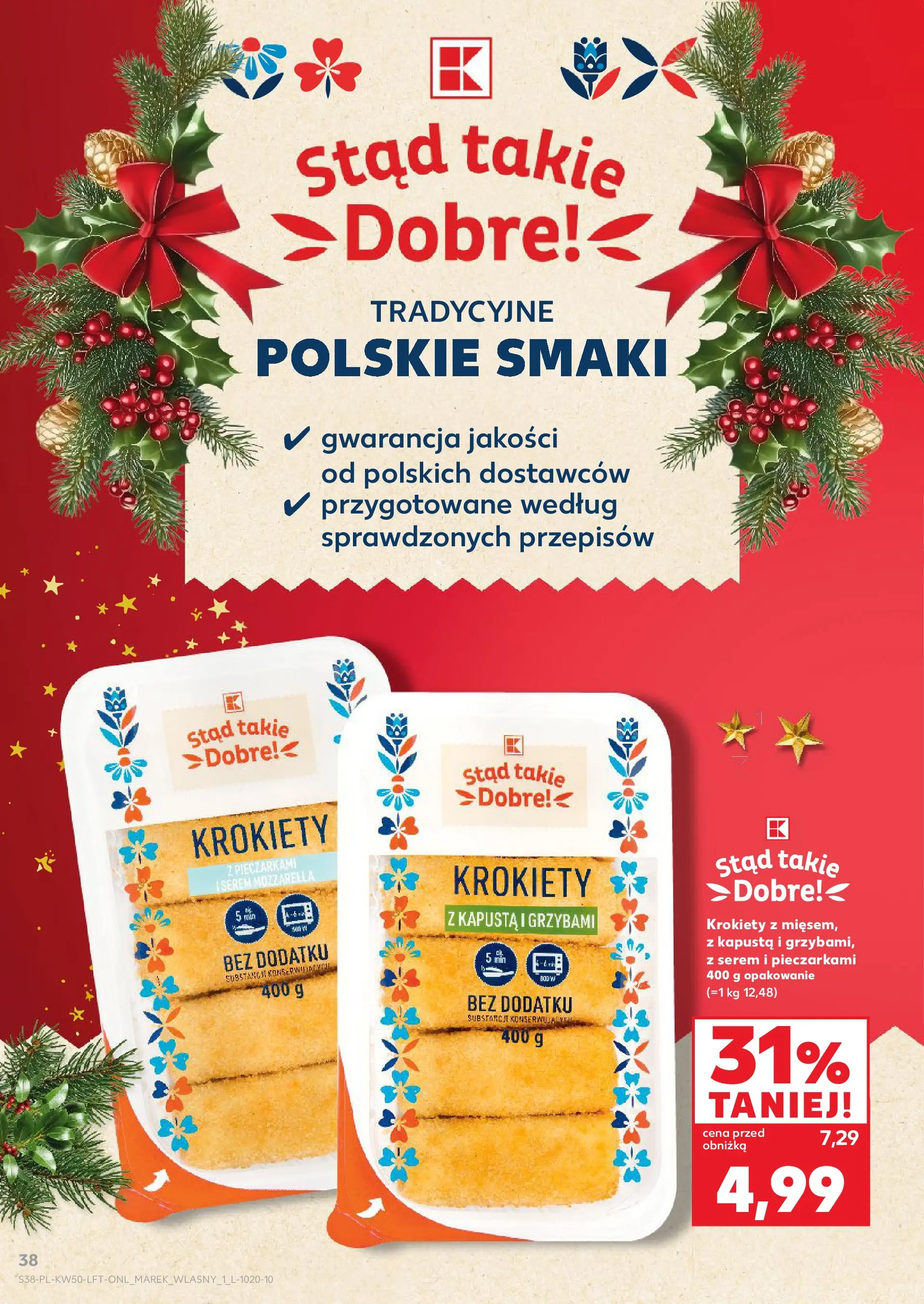 Kaufland gazetka od 10.12.2025 | Boże Narodzenie 🎄🎁 | Strona: 38 | Produkty: Kapusta, Krokiety, Mozzarella