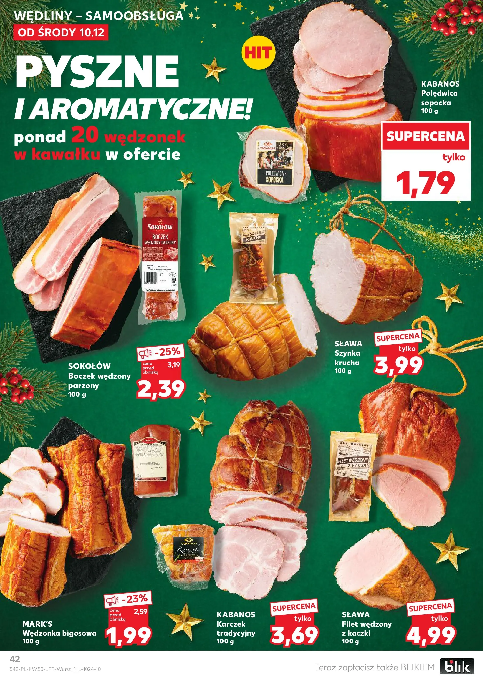 Kaufland gazetka od 10.12.2025 | Boże Narodzenie 🎄🎁 | Strona: 42 | Produkty: Szynka, Boczek wędzony, Boczek, Wędliny