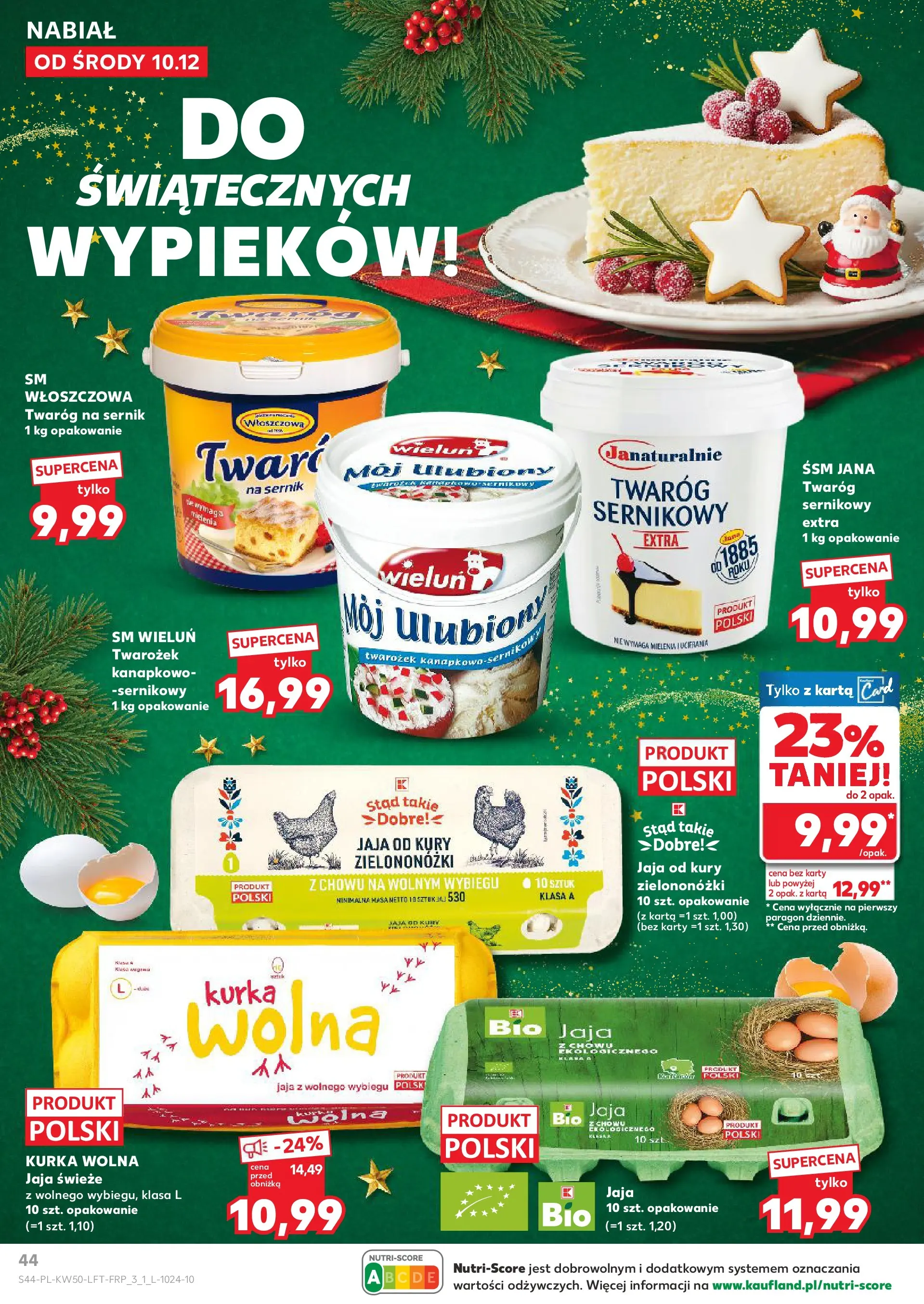 Kaufland gazetka od 10.12.2025 | Boże Narodzenie 🎄🎁 | Strona: 44 | Produkty: Twaróg na sernik, Twarożek, Twaróg, Jaja