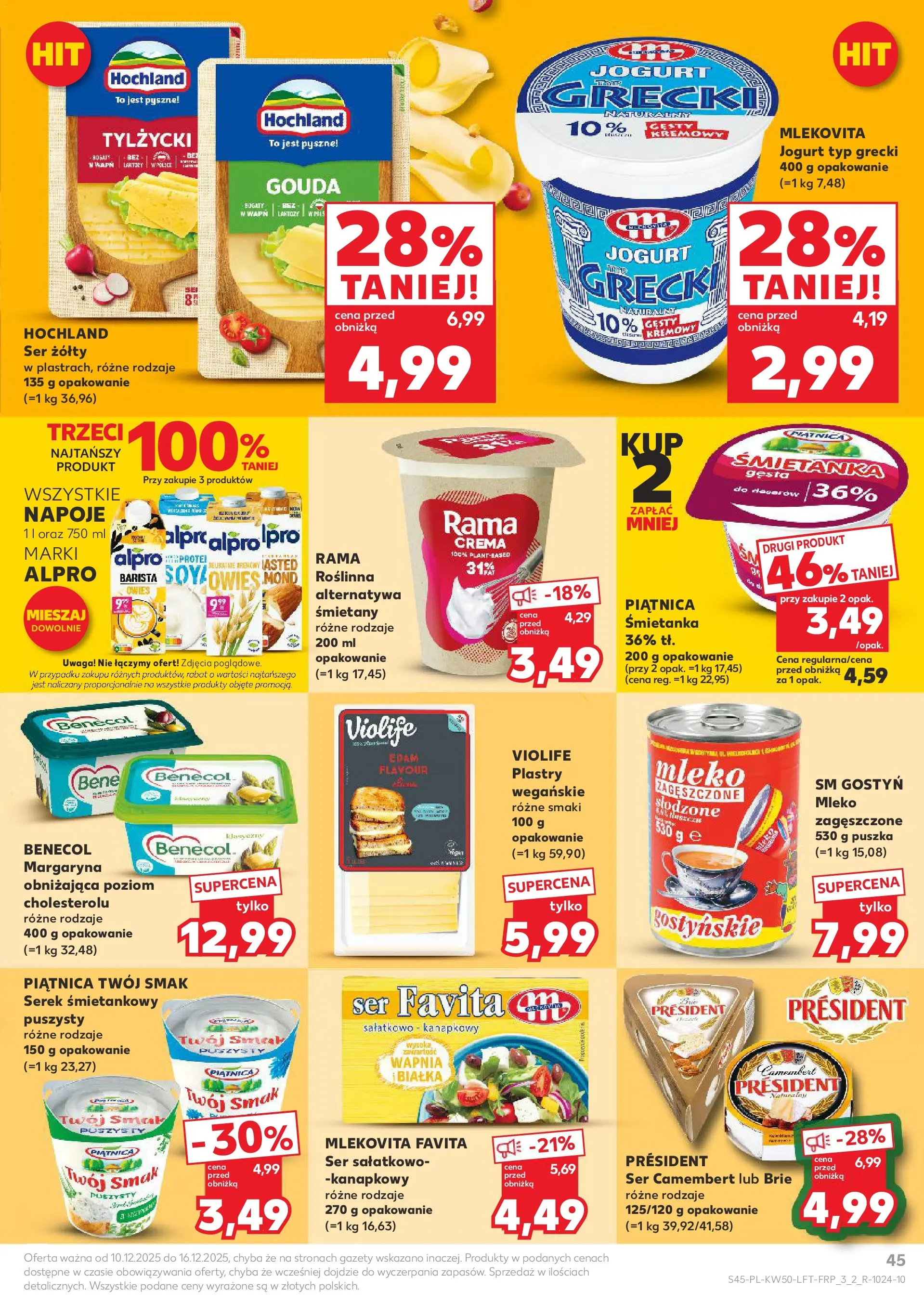 Kaufland gazetka od 10.12.2025 | Boże Narodzenie 🎄🎁 | Strona: 45 | Produkty: Alpro, Serek, Camembert, Mleko