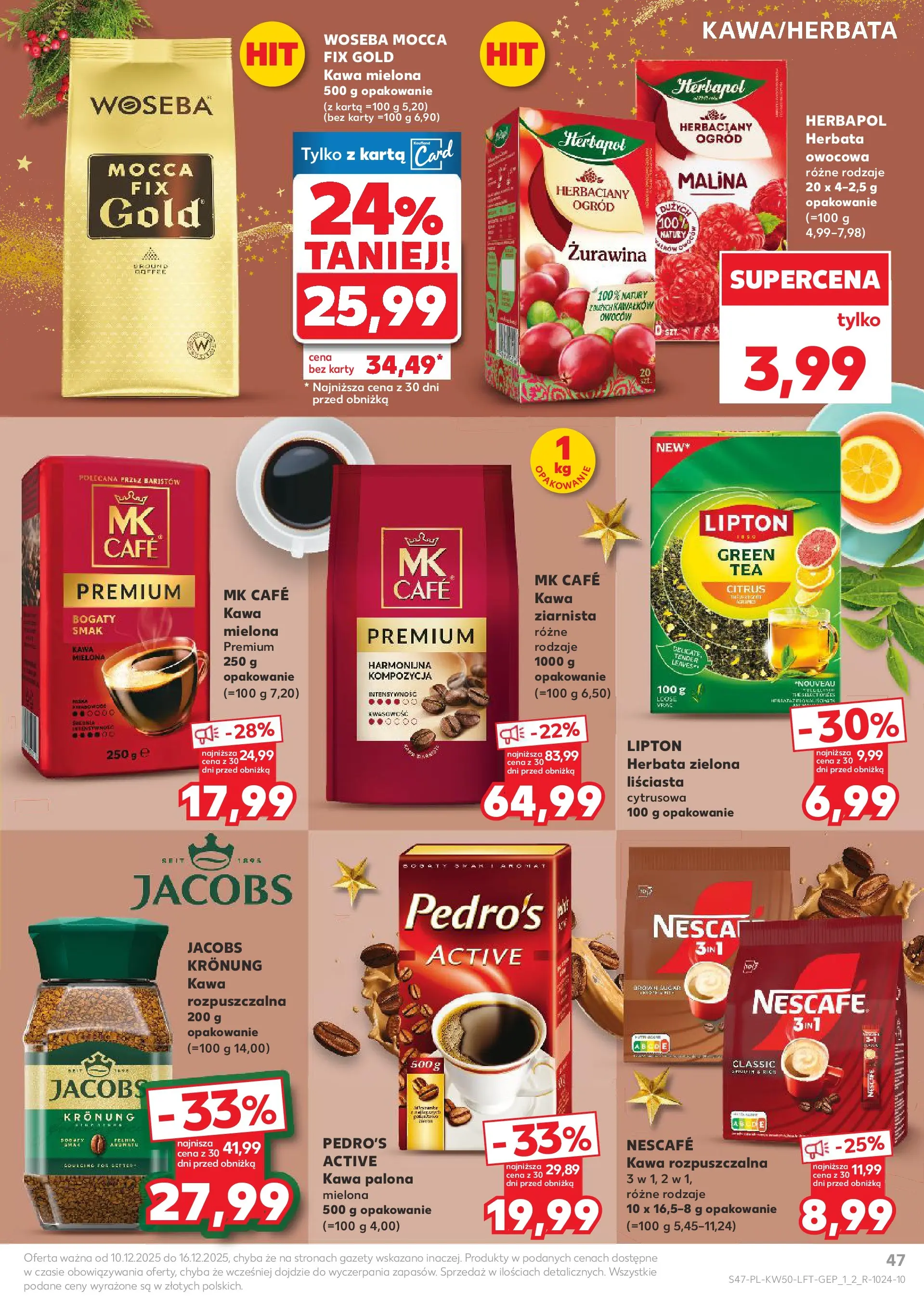 Kaufland gazetka od 10.12.2025 | Boże Narodzenie 🎄🎁 | Strona: 47 | Produkty: Karta, Malina, Nescafe, Kawa rozpuszczalna