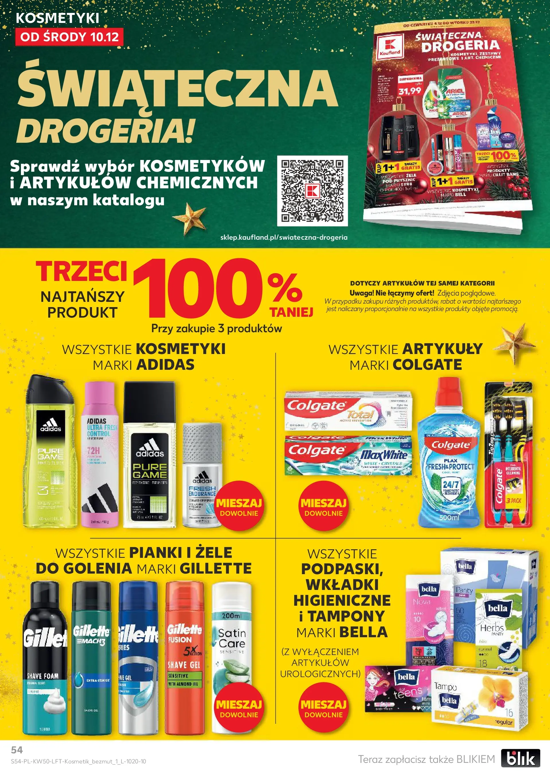Kaufland gazetka od 10.12.2025 | Boże Narodzenie 🎄🎁 | Strona: 54 | Produkty: Gillette, Kosmetyki, Ariel, Pianki