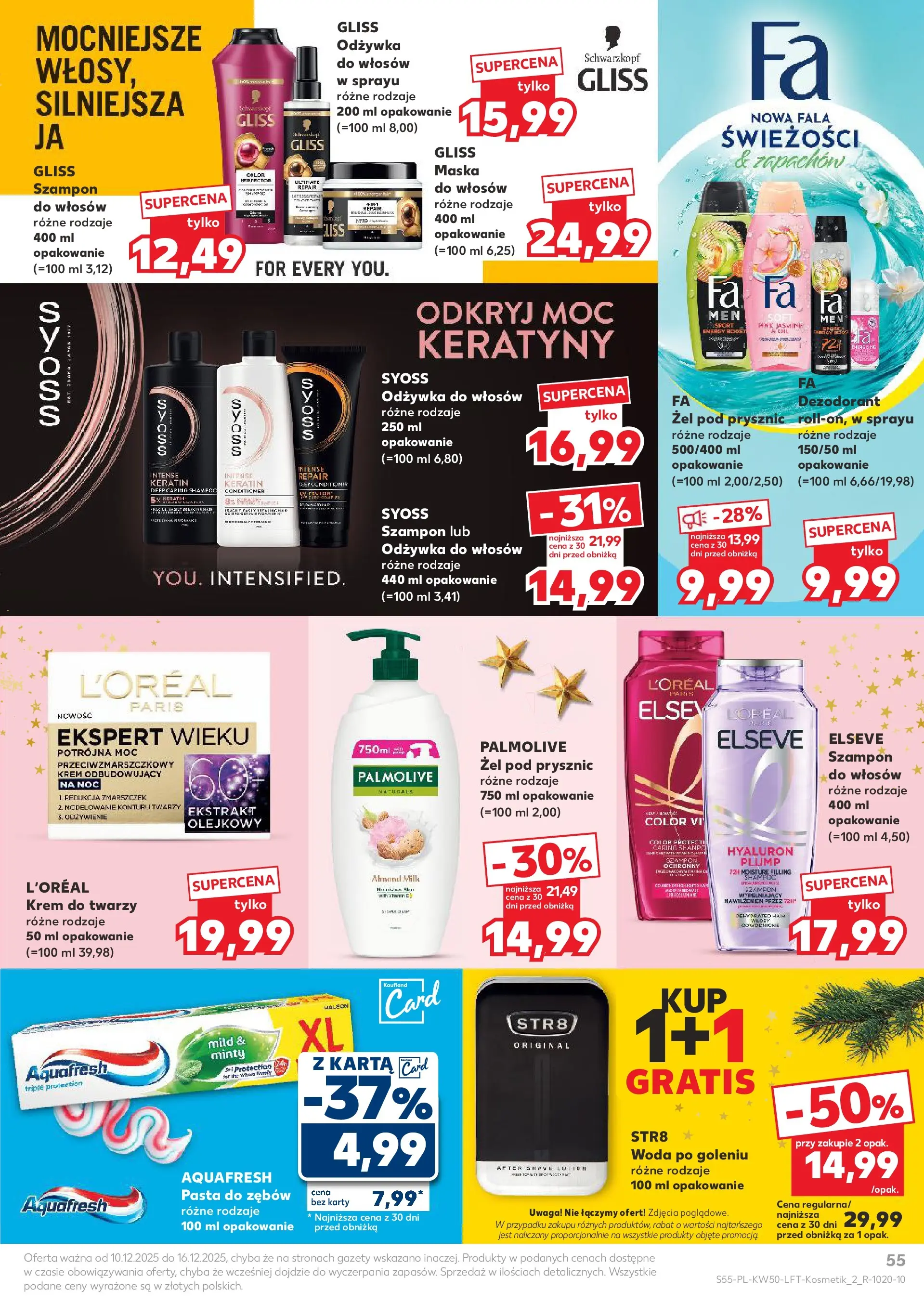 Kaufland gazetka od 10.12.2025 | Boże Narodzenie 🎄🎁 | Strona: 55 | Produkty: Szampon, Maska, Krem, Krem do twarzy