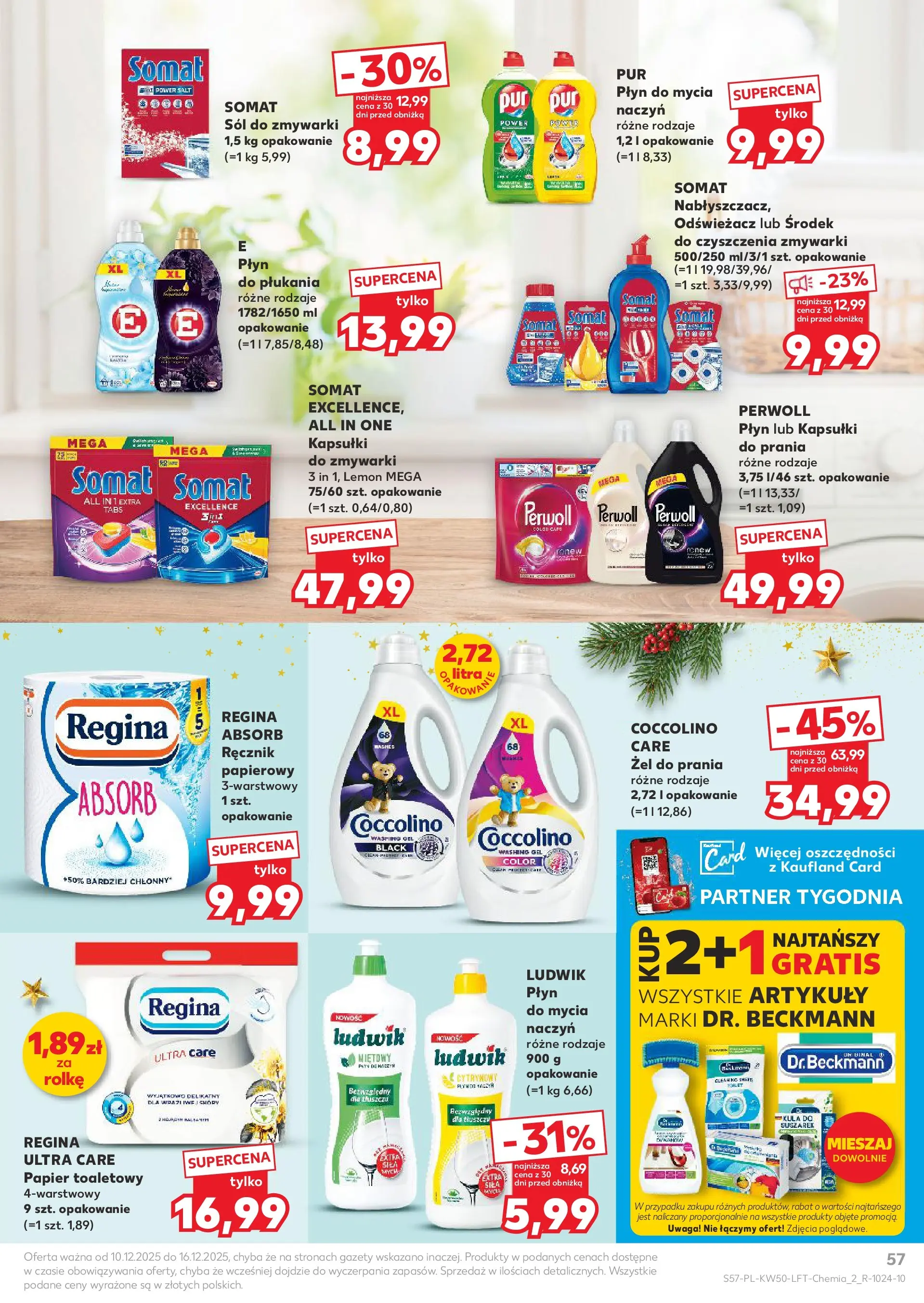 Kaufland gazetka od 10.12.2025 | Boże Narodzenie 🎄🎁 | Strona: 57 | Produkty: Odświeżacz, Coccolino, Środek do czyszczenia zmywarki, Sól