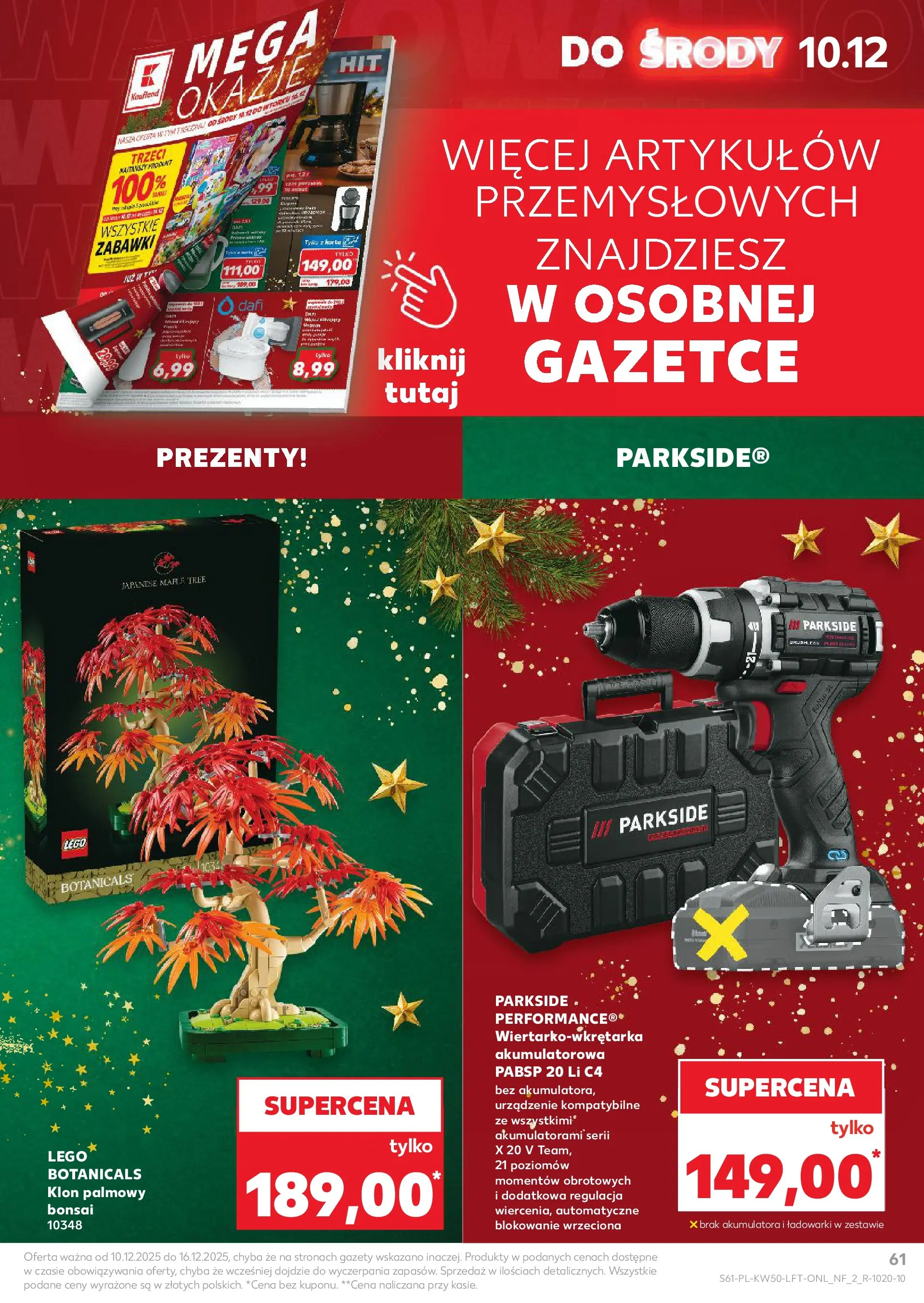 Kaufland gazetka od 10.12.2025 | Boże Narodzenie 🎄🎁 | Strona: 61 | Produkty: Klon palmowy, Lego