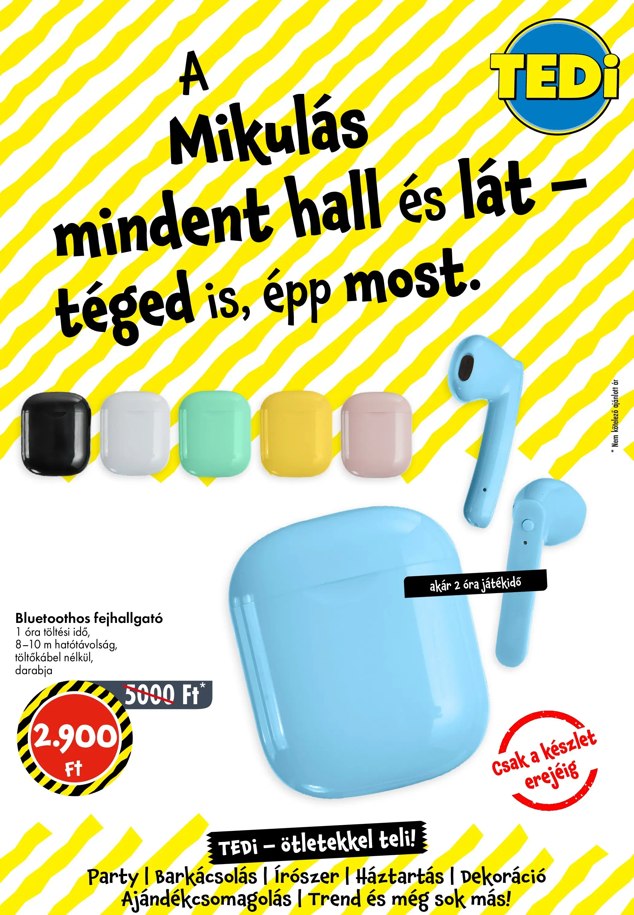 TEDi Akciós újság - 2025.12.12. -tól/töl > akció, lapozható szórólap 🛍️ | Oldal: 2 | Termékek: Fejhallgató, Óra, Dekoráció