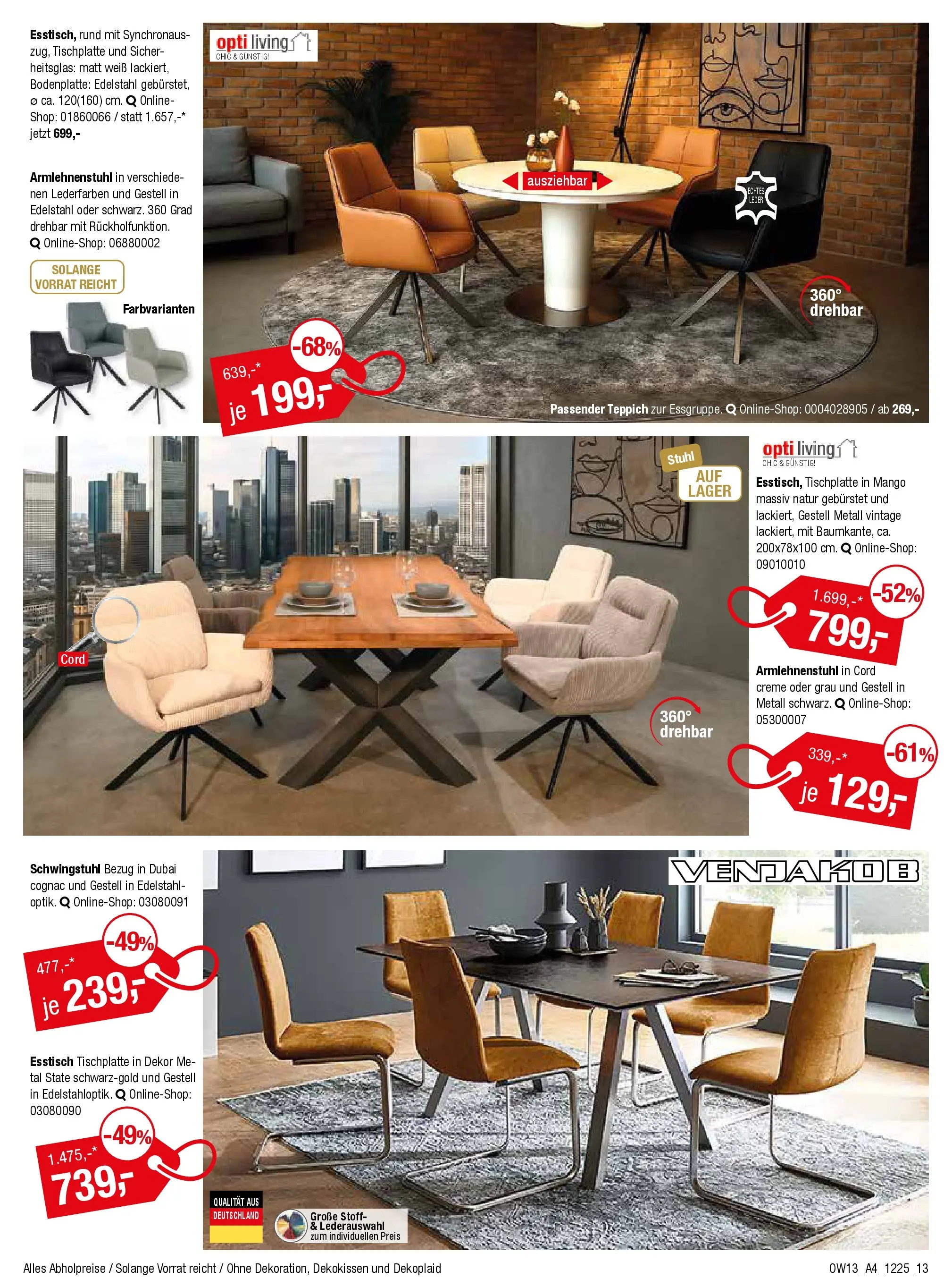 Entdecke - Möbel und Küchen Spartage (ab 18.12.2025) zum Blättern | Seite: 13 | Produkte: Esstisch, Teppich, Creme, Mango