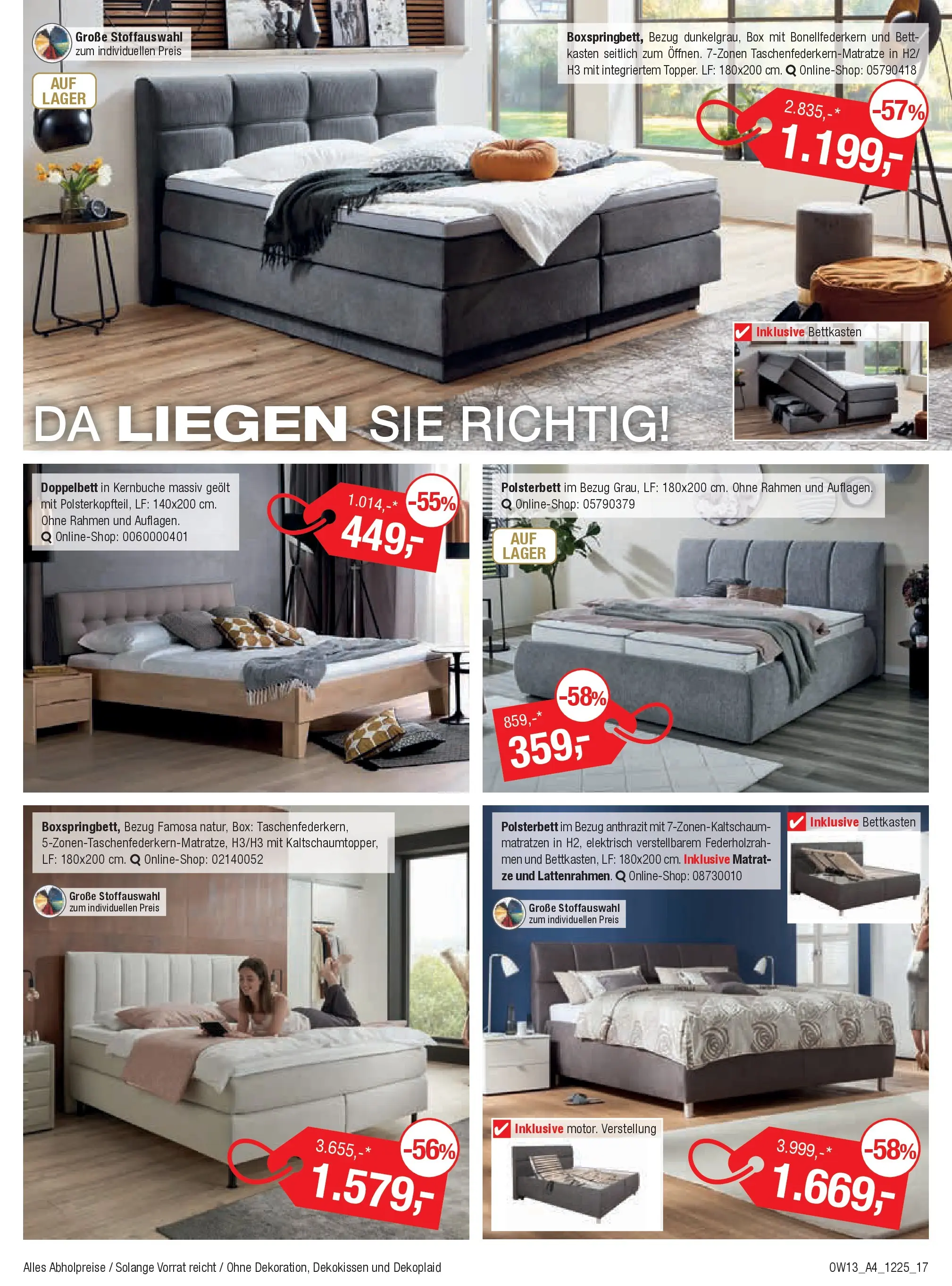 Entdecke - Möbel und Küchen Spartage (ab 18.12.2025) zum Blättern | Seite: 17 | Produkte: Bett, Doppelbett, Polsterbett, Box