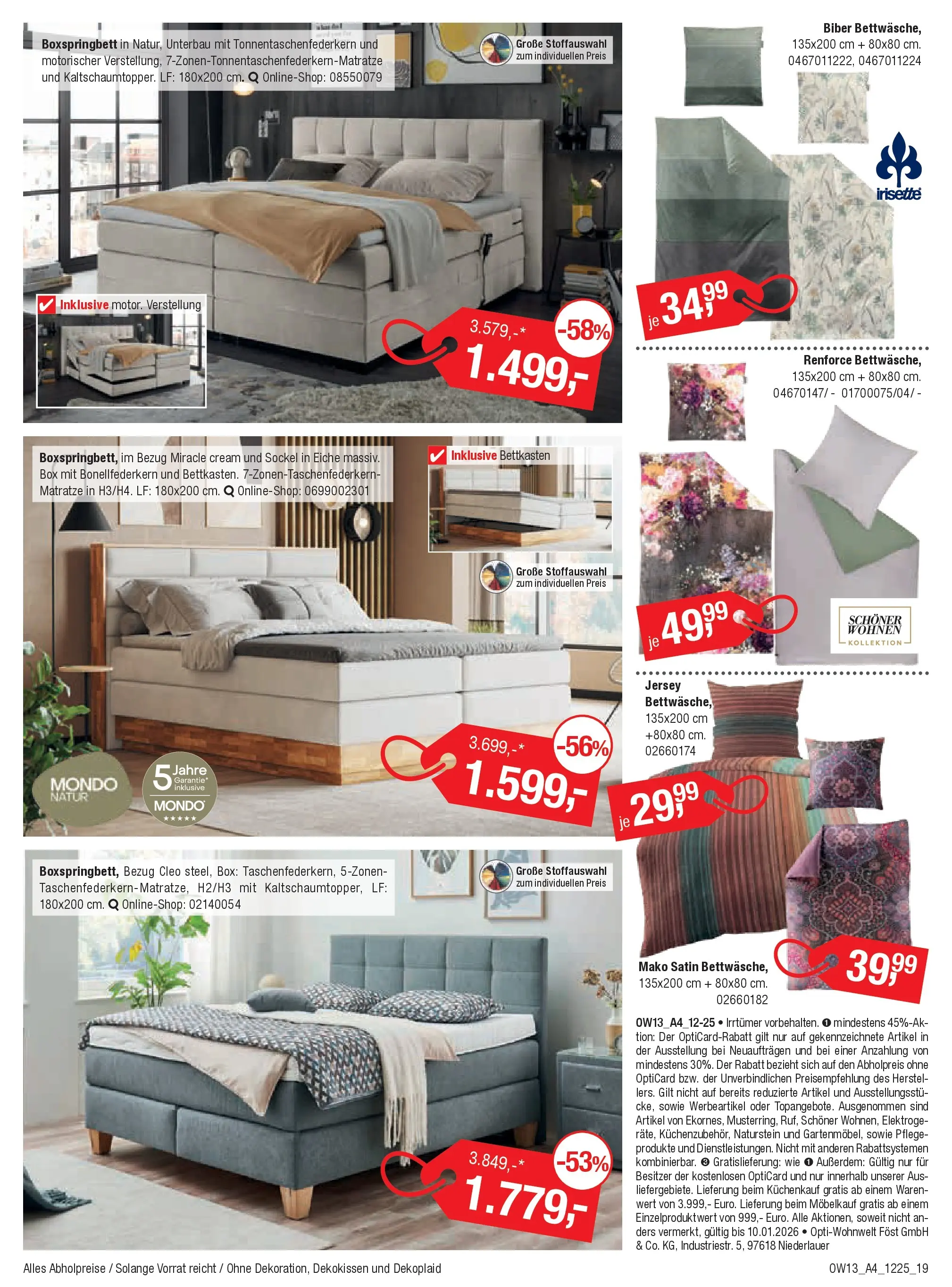 Entdecke - Möbel und Küchen Spartage (ab 18.12.2025) zum Blättern | Seite: 19 | Produkte: Matratze, Boxspringbett, Box