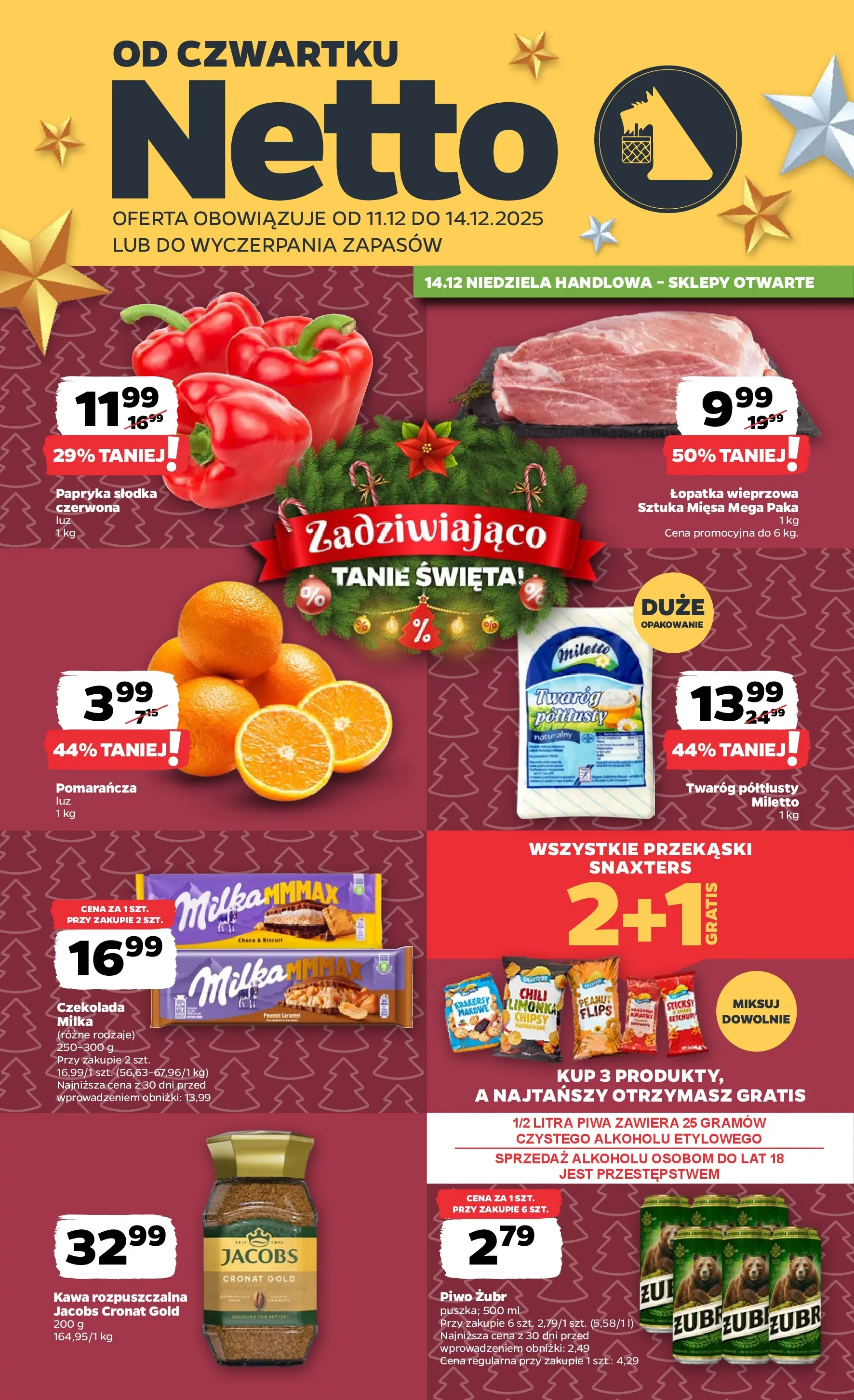 Netto - NETTO T50B Food 11-14.12.2025 PACKET od 10.12.2025 - Aktualne promocje | Strona: 1 | Produkty: Piwo żubr, Chili, Milka, Krakersy
