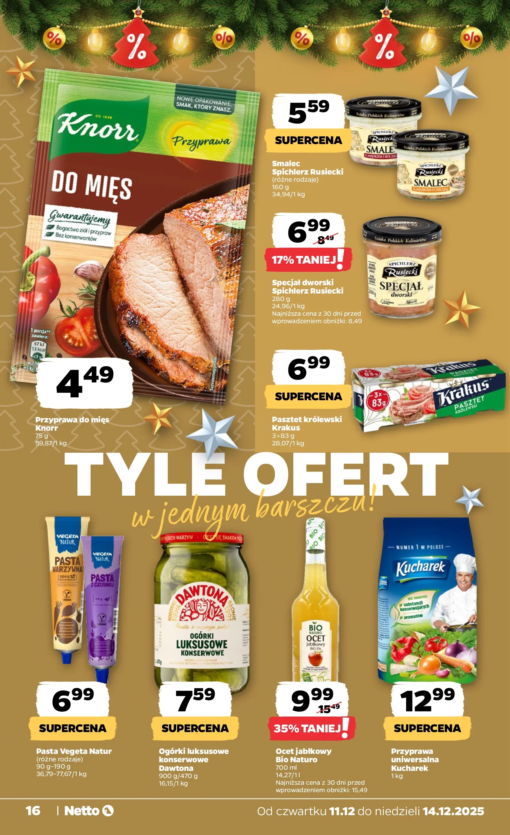 Netto - NETTO T50B Food 11-14.12.2025 PACKET od 10.12.2025 - Aktualne promocje | Strona: 16 | Produkty: Ocet, Pasta warzywna, Ocet jabłkowy, Ogórki