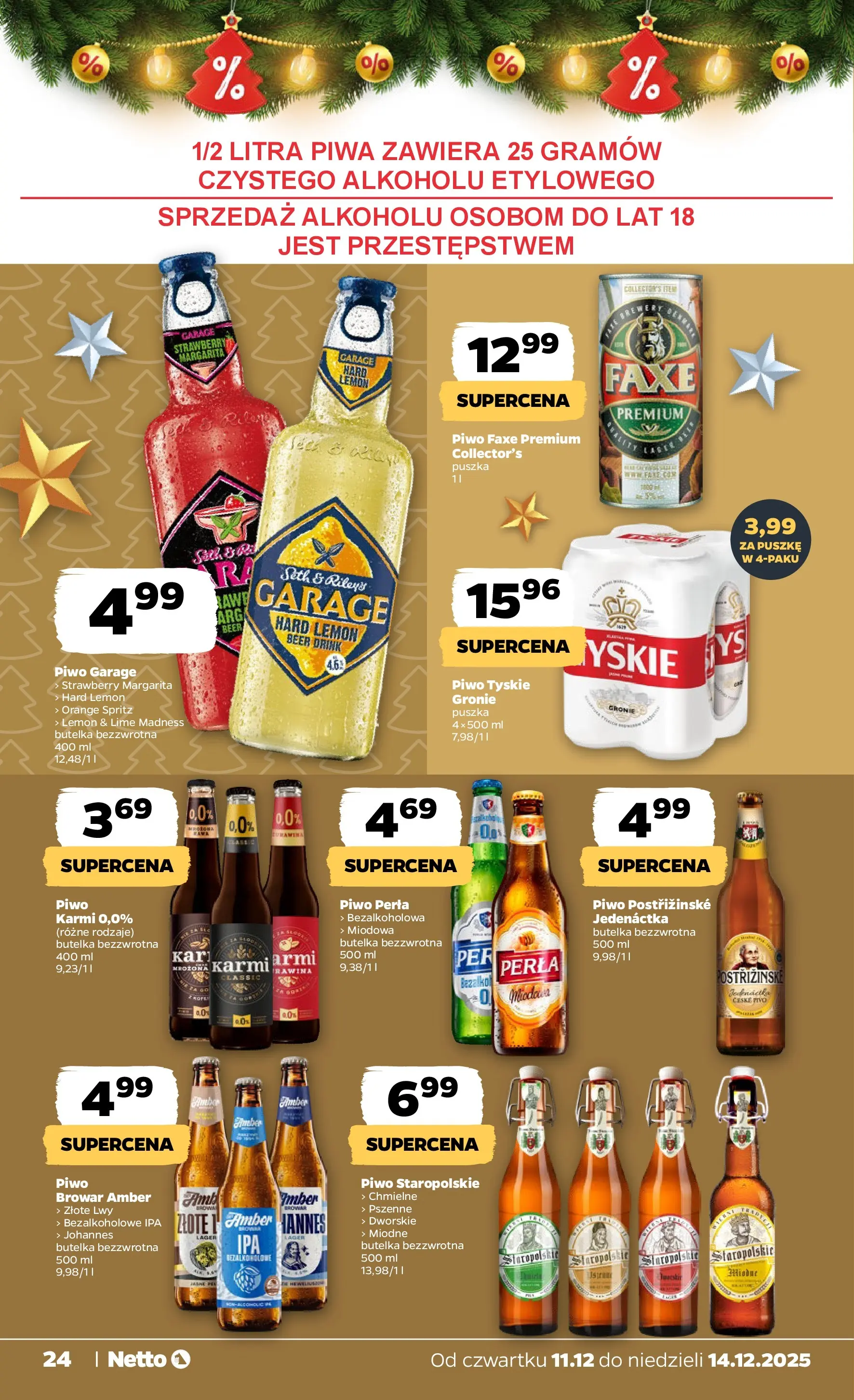 Netto - NETTO T50B Food 11-14.12.2025 PACKET od 10.12.2025 - Aktualne promocje | Strona: 24 | Produkty: Piwo perła, Tyskie, Piwo