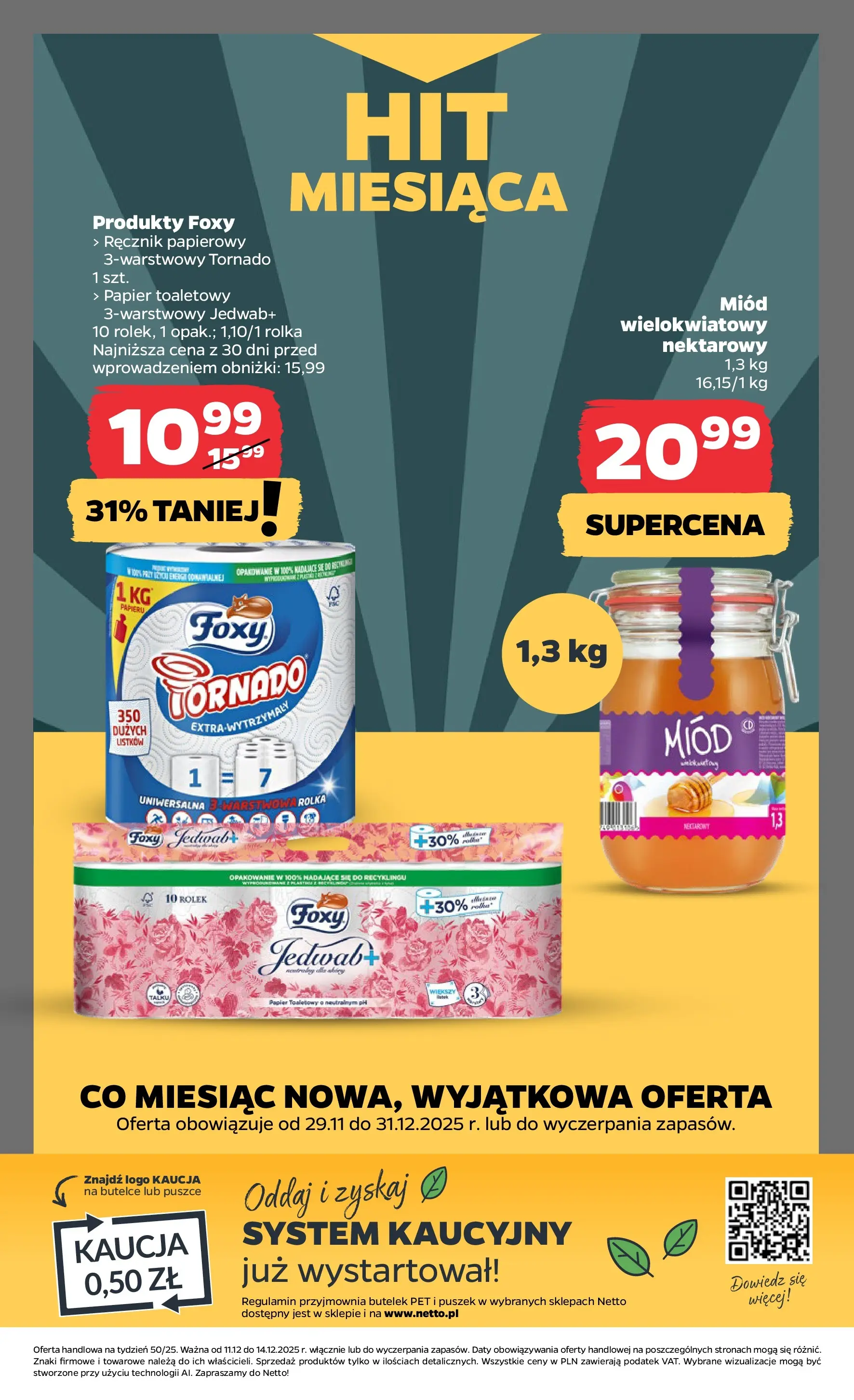 Netto - NETTO T50B Food 11-14.12.2025 PACKET od 10.12.2025 - Aktualne promocje | Strona: 29 | Produkty: Miód, Papier toaletowy, Ręcznik papierowy