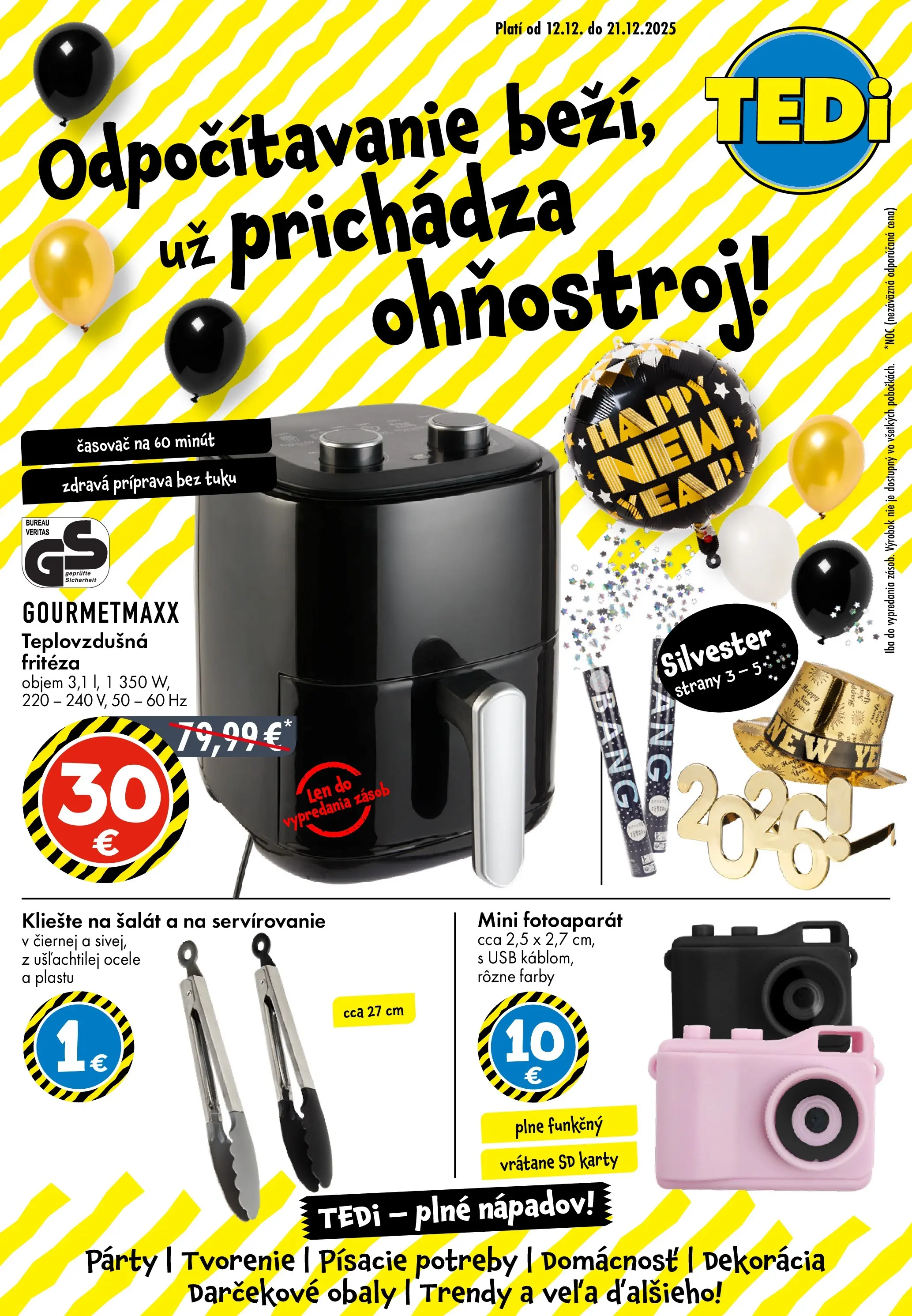 TEDi leták od 12.12.2025 → Aktuálna ponuka online | Strana: 1 | Produkty: Fritéza, Teplovzdušná frítéza, USB