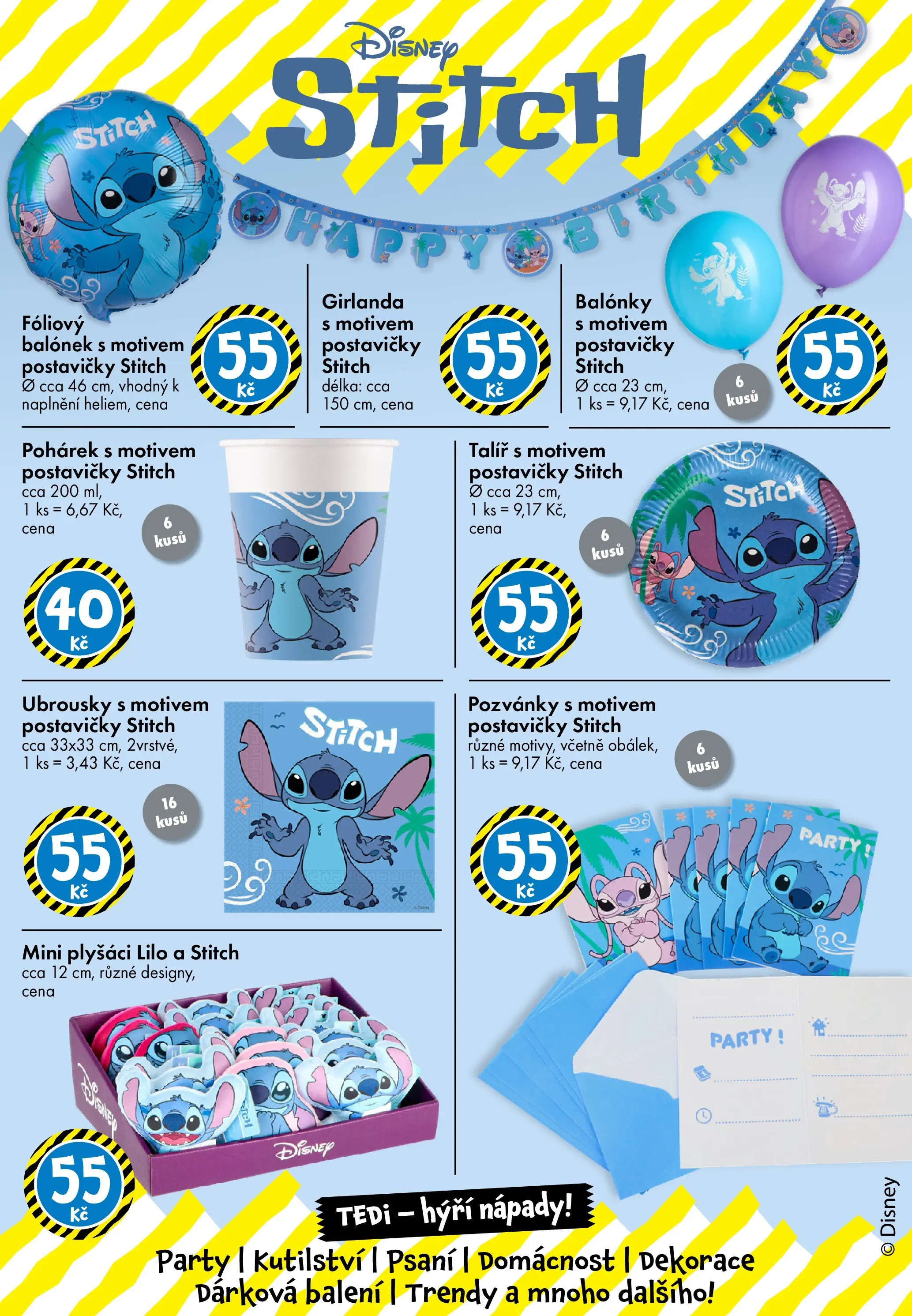 TEDi leták - Praha, Ostrava, Plzeň od 12.12.2025 - akční nabídka | Strana: 16 | Produkty: Balonky, Girlanda, Dekorace, Stitch