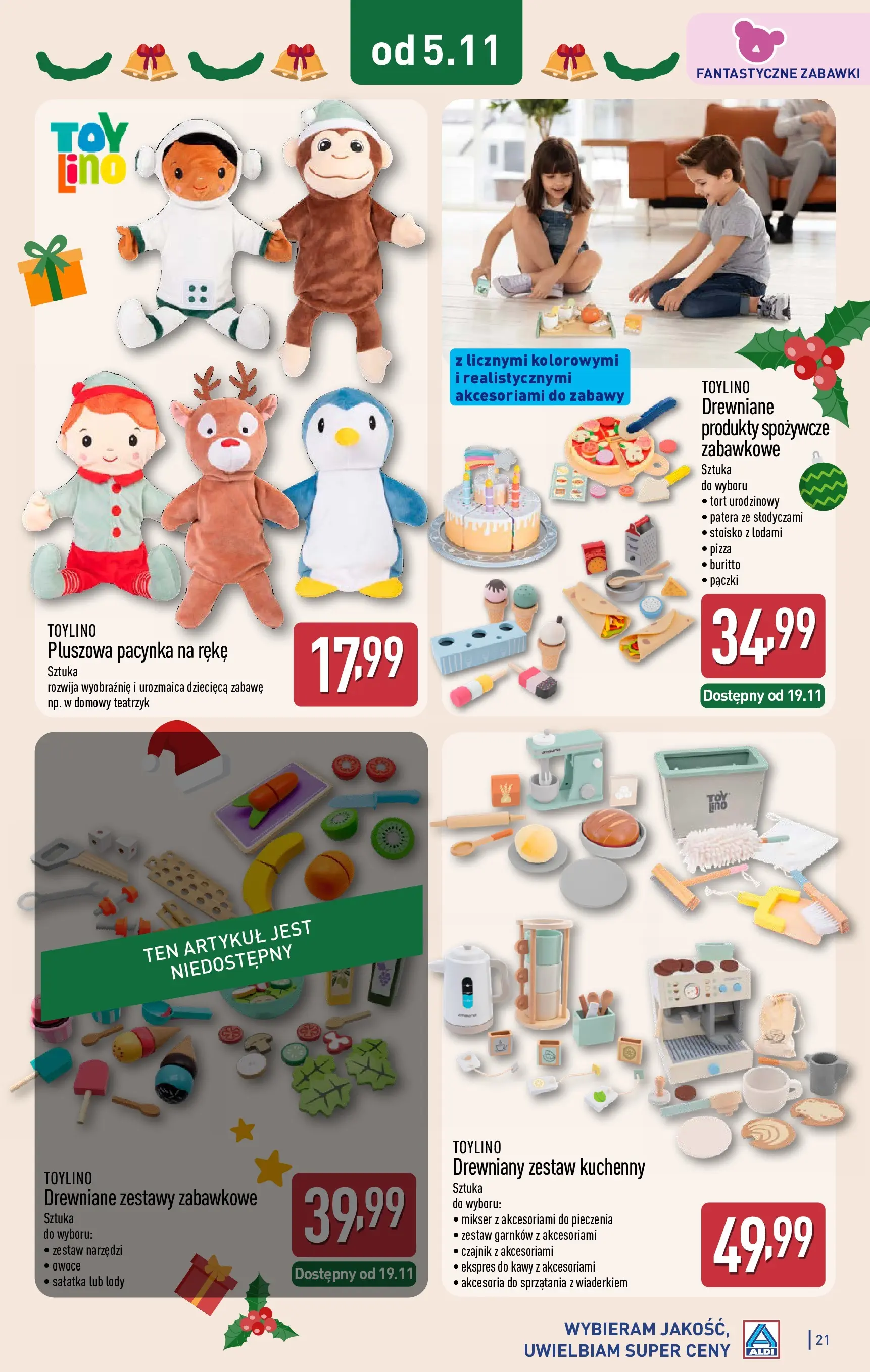 Aldi gazetka od 05.11.2025 | Boże Narodzenie 🎄🎁 | Strona: 21 | Produkty: Ekspres do kawy, Pączki, Pizza, Lody