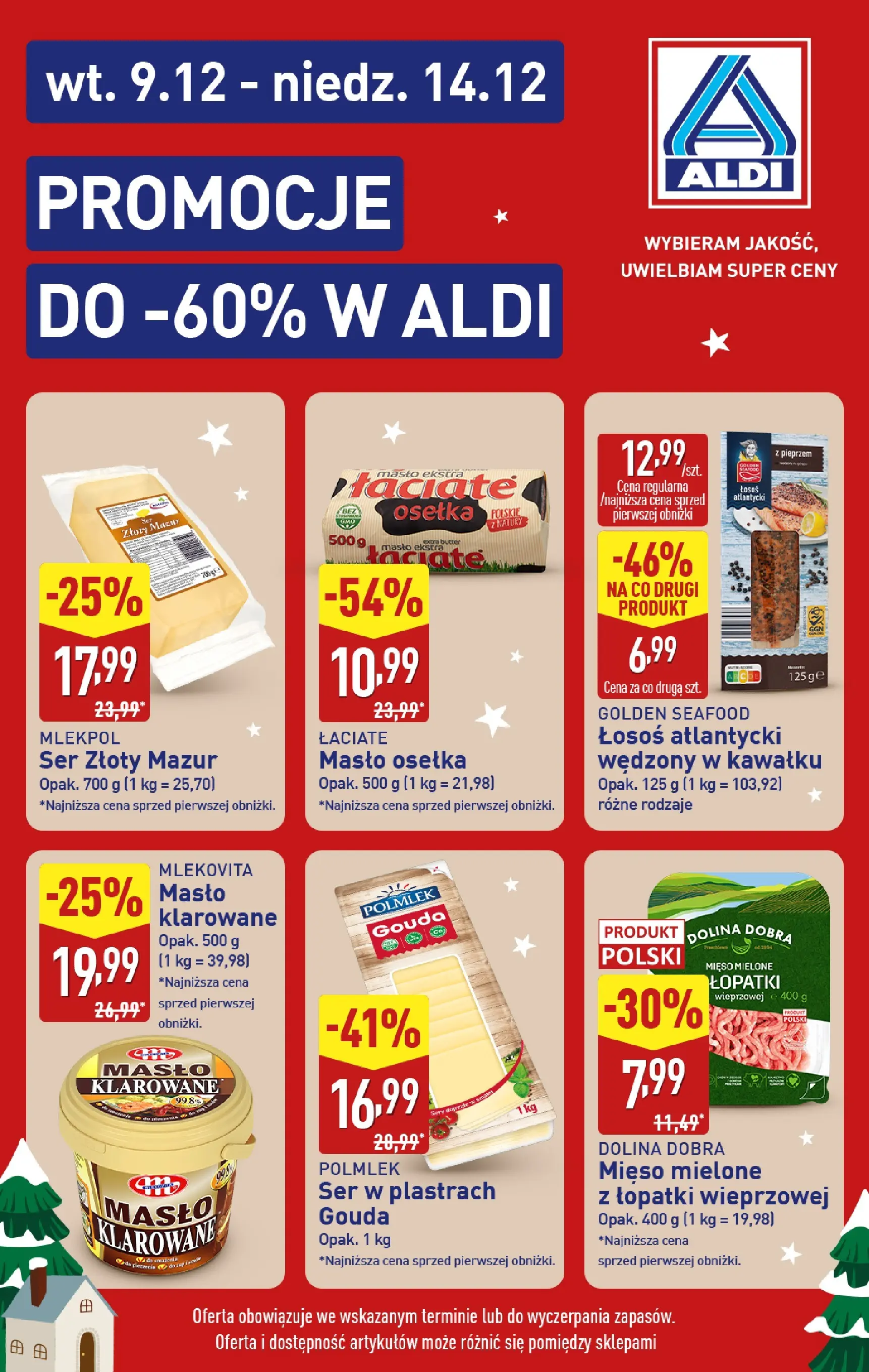 Aldi - Promocje do 60% w ALDI od 09.12.2025 - Ulotka PDF, promocje | Strona: 2 | Produkty: Osełka, Łosoś atlantycki, Mięso, Łosoś